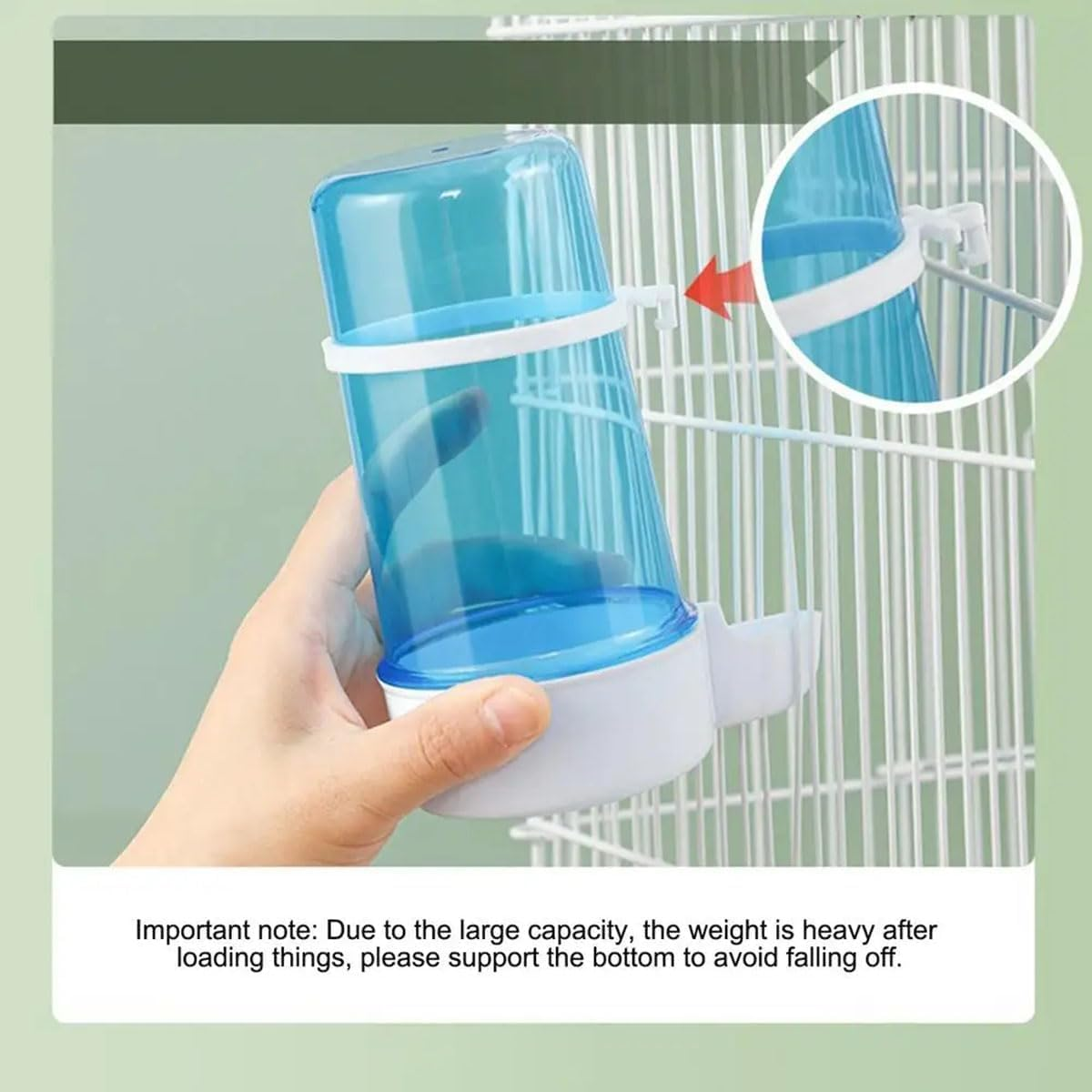 2Pcs Plastic Bird Feeder Parrot Water Feeders Parrot Water Dispenser Pet Bird Plastic Water Clip for Bird Cage Accessories Large Capacity Design image number 5