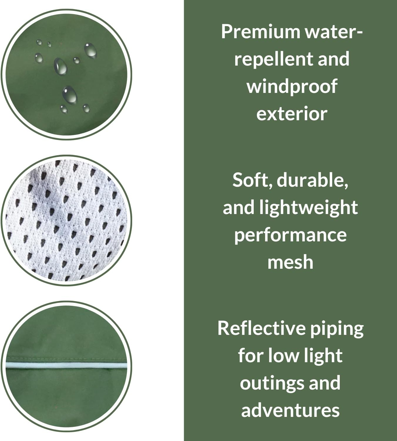 DJANGO City Slicker All-Weather Dog Jacket & Water-Repellent Raincoat with Reflective Piping (Small, Kombu Green) image number 7