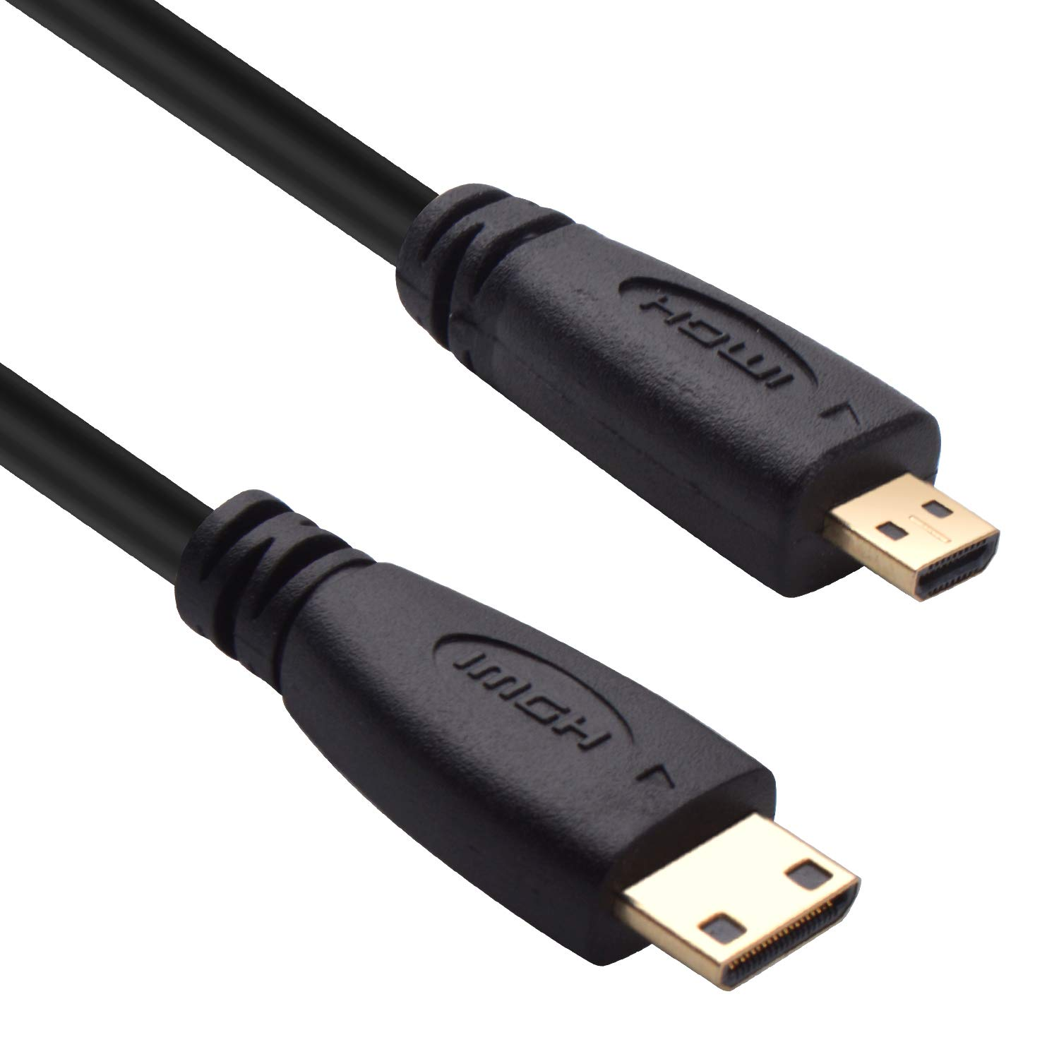 Bronagrand Micro HDMI Male Type D to Type C Mini HDMI Male Connector Adapter Cable Cord Black,0.3 Metre image number 3