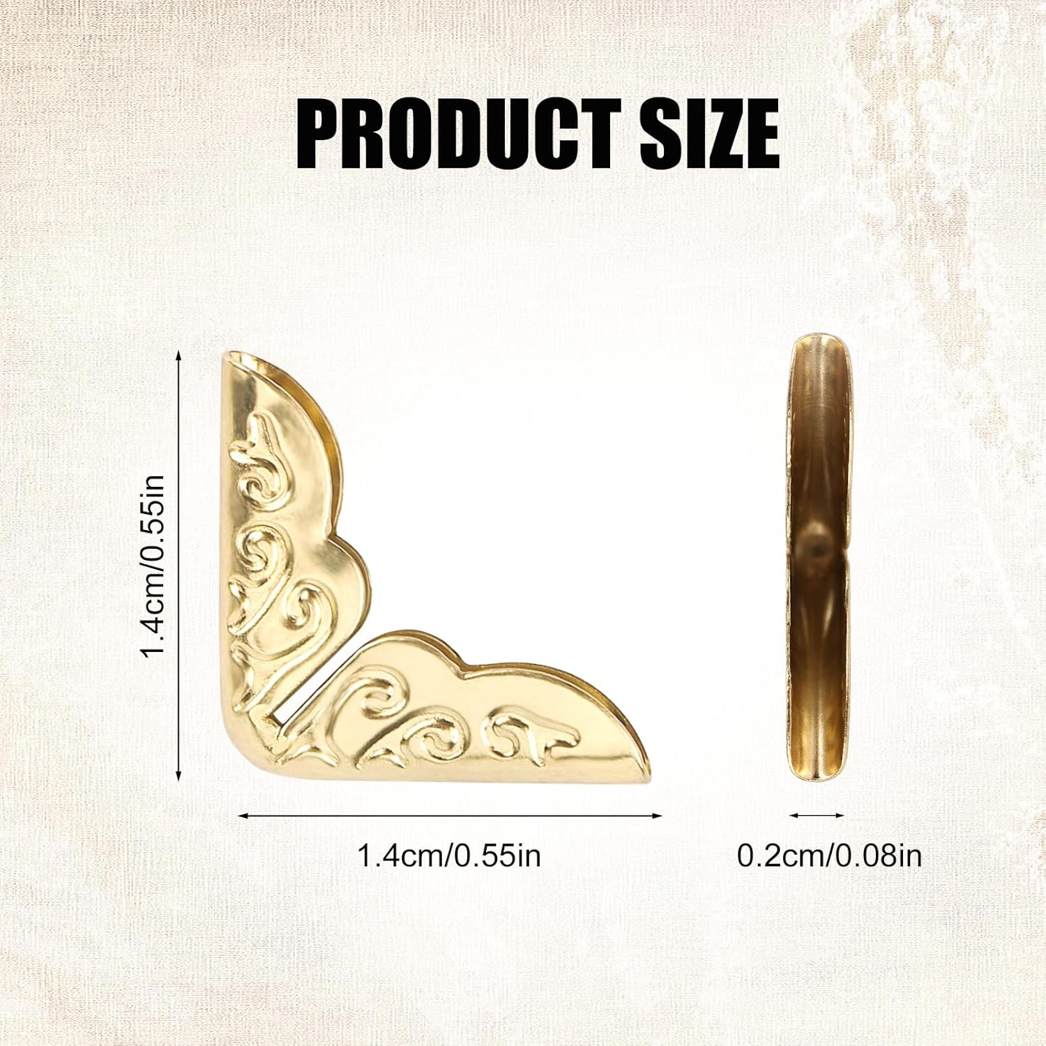 100Pcs Metal Book Corner Protectors, Vintage Book Corner Covers Decorative Paperback Book Edge Protector for Photo Album Notebook Scrapbook Menu File Folder (Gold)