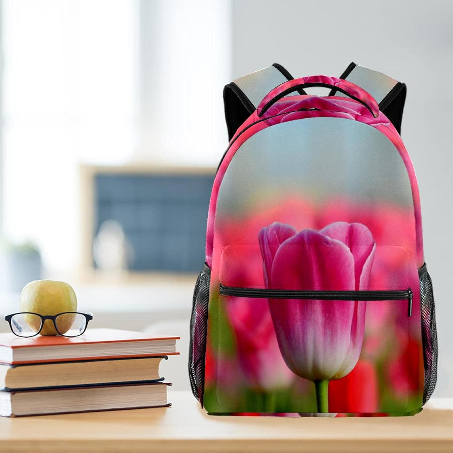 Tulips Red Macro Vivid Backpack Students Shoulder Bags Travel Bag College School Tote Backpacks image number 2