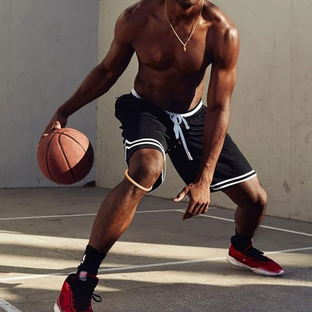 4Pcs Knee Strap Patella Tendon Support, Silicone Patella Fine Bands for Knee Pain Relief, Elastic Patellar Knee Brace Strap Fixed Knee Stabilizer Rings for Basketball Running Soccer Hiking Jumpers image number 4