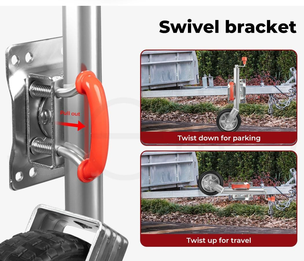 Manan Jockey Wheel 10''Inch Trailer Caravan Swing up Heavy Duty Solid 1000Kg Bolt On image number 3