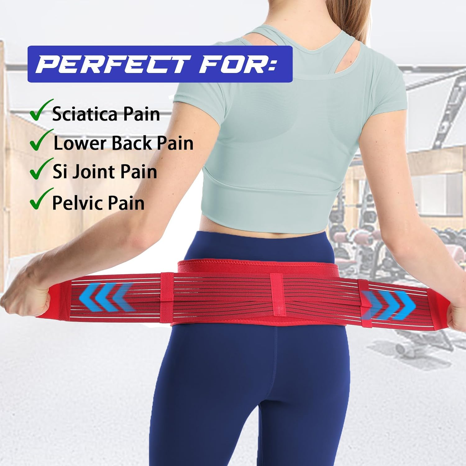 Upgraded SI Joint Hip Belt with 6-Row Hooks & Eyes，Sacroiliac Belt for Sciatica and Lower Back Pain Relief, Pelvic Support Belt for Men & Women -Regular image number 5