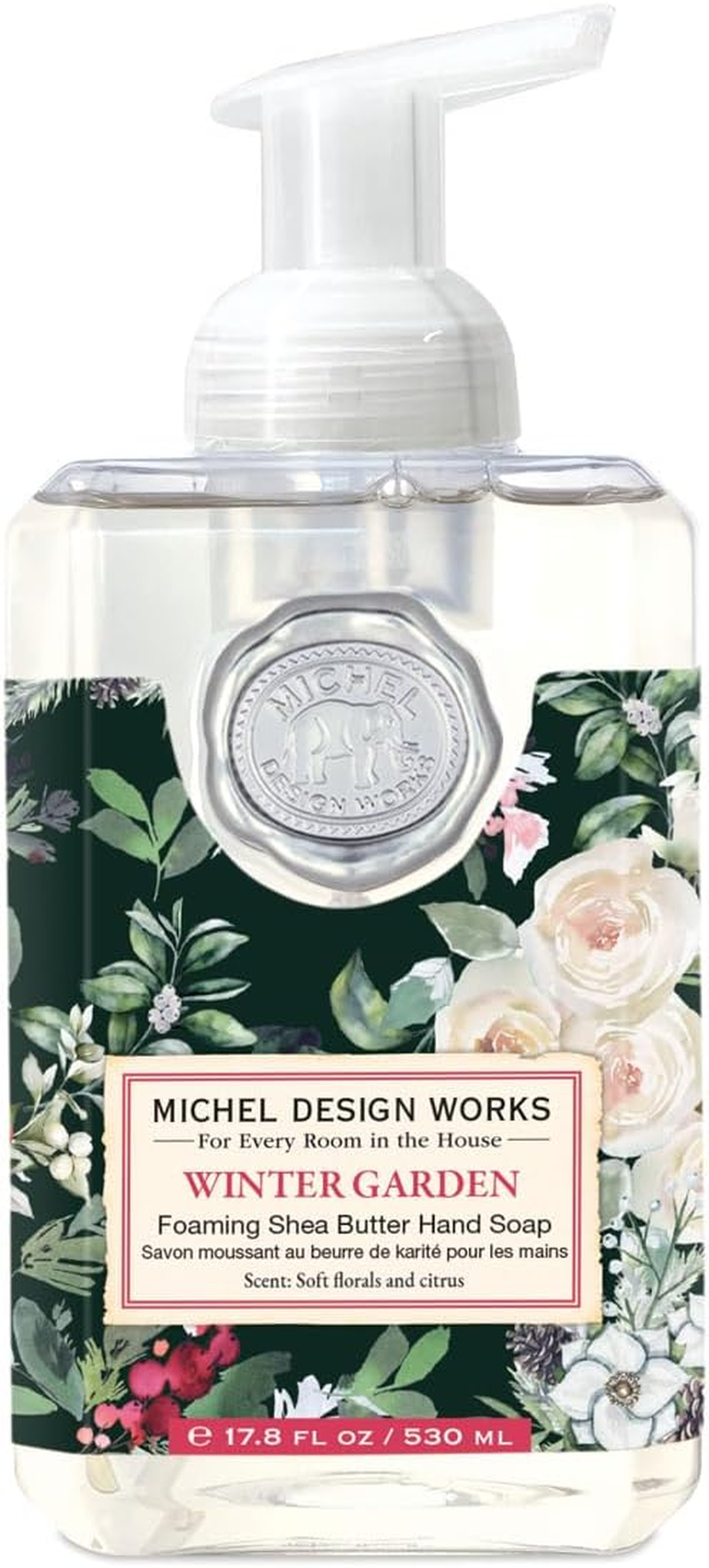 Michel Design Works Foaming Hand Soap, Winter Garden, Beautiful Square Container with Pump