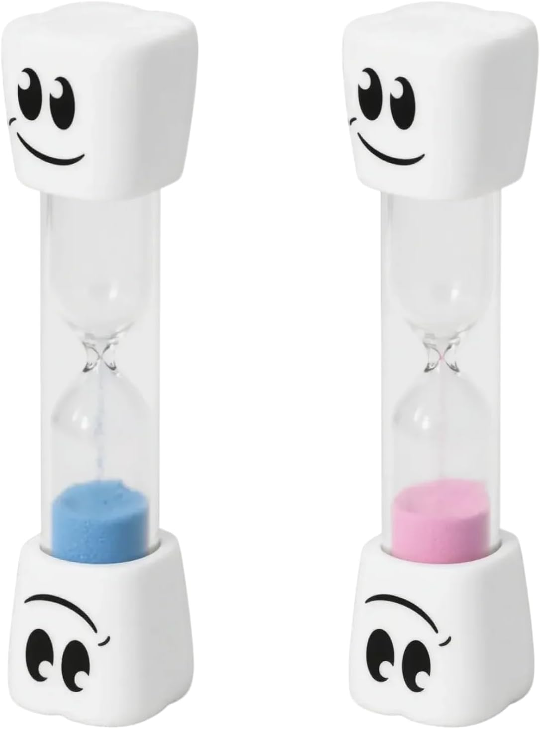 Pack of 2 Colorful 2 Minute Toothbrush Sand Timer Set for Kids, Blue and Pink Smiling Face Hourglass Timers for Dental Hygiene and Time Management, Promotes Dental Hygiene and Time Management image number 3