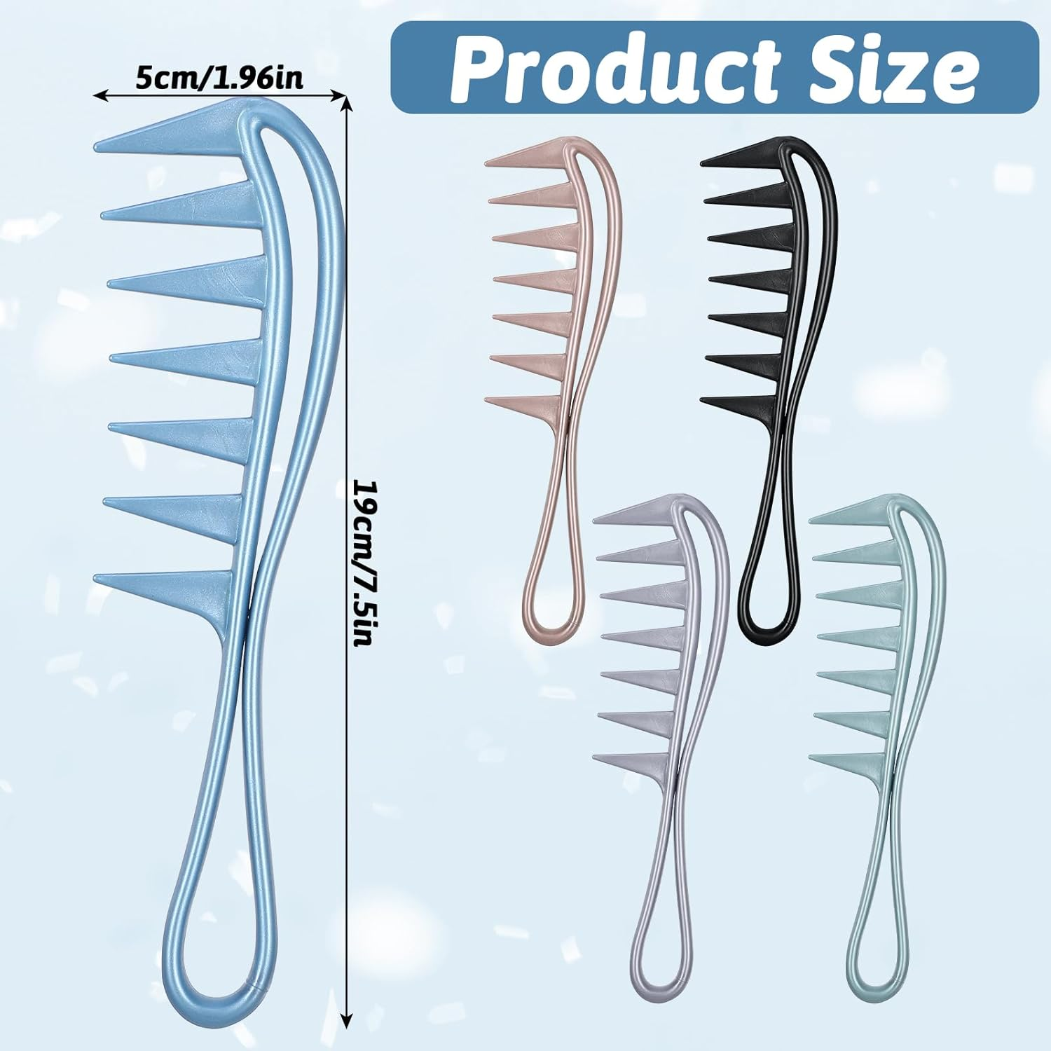 LIQWEI 5Pcs Wide Tooth Comb, Wide Tooth Comb for Curls, Texture Combs Hair Shark Teasing Combs, Styling Combing for Curly Wet Wavy Thick Hair Wigs image number 2