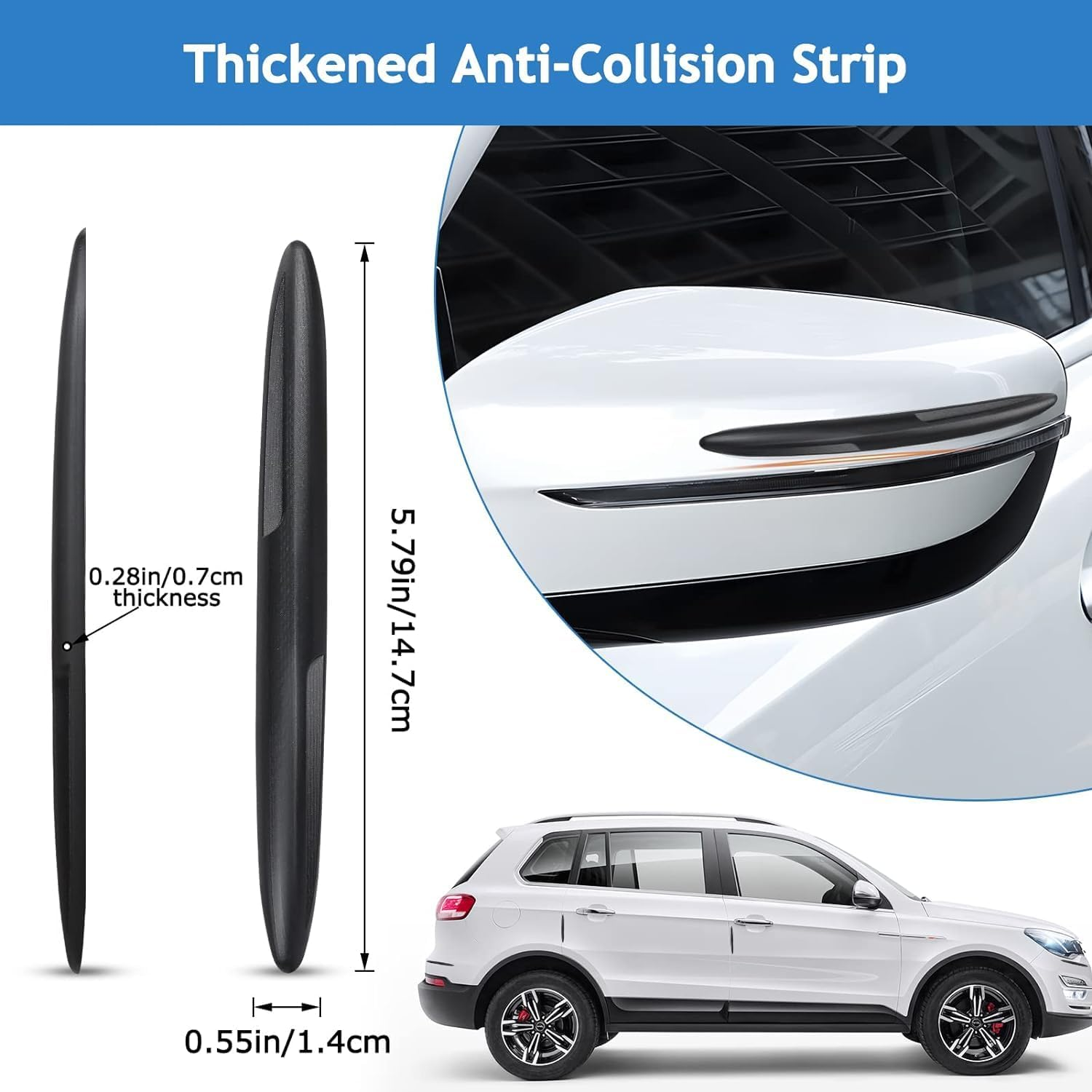 Car Side Door Edge Guards Protector, 10 PCS Anti-Collision Sticker for Auto Door Bumper Edge, Electrostatic Eliminating Strip with Airbag, Universal for All Vehicles (K24-079A-Black) image number 1