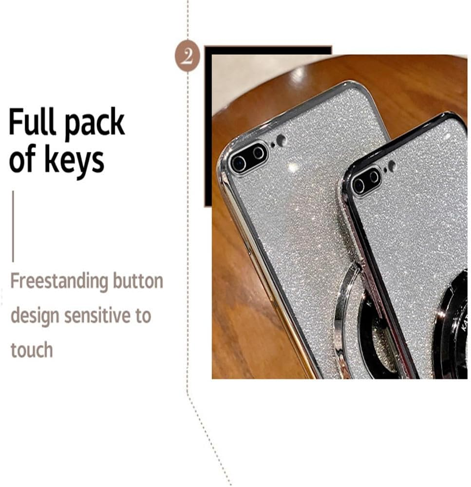 SIYOPINPFY Case for Iphone 16E 2025 6.1 Inch Case with Stand Ring Holder Glitter Sparkling Diamond Protective Silicone Thin Shockproof Camera Protection Mobile Phone Case for Iphone 16E 2025, DS Pink - Glossy Blue image number 3