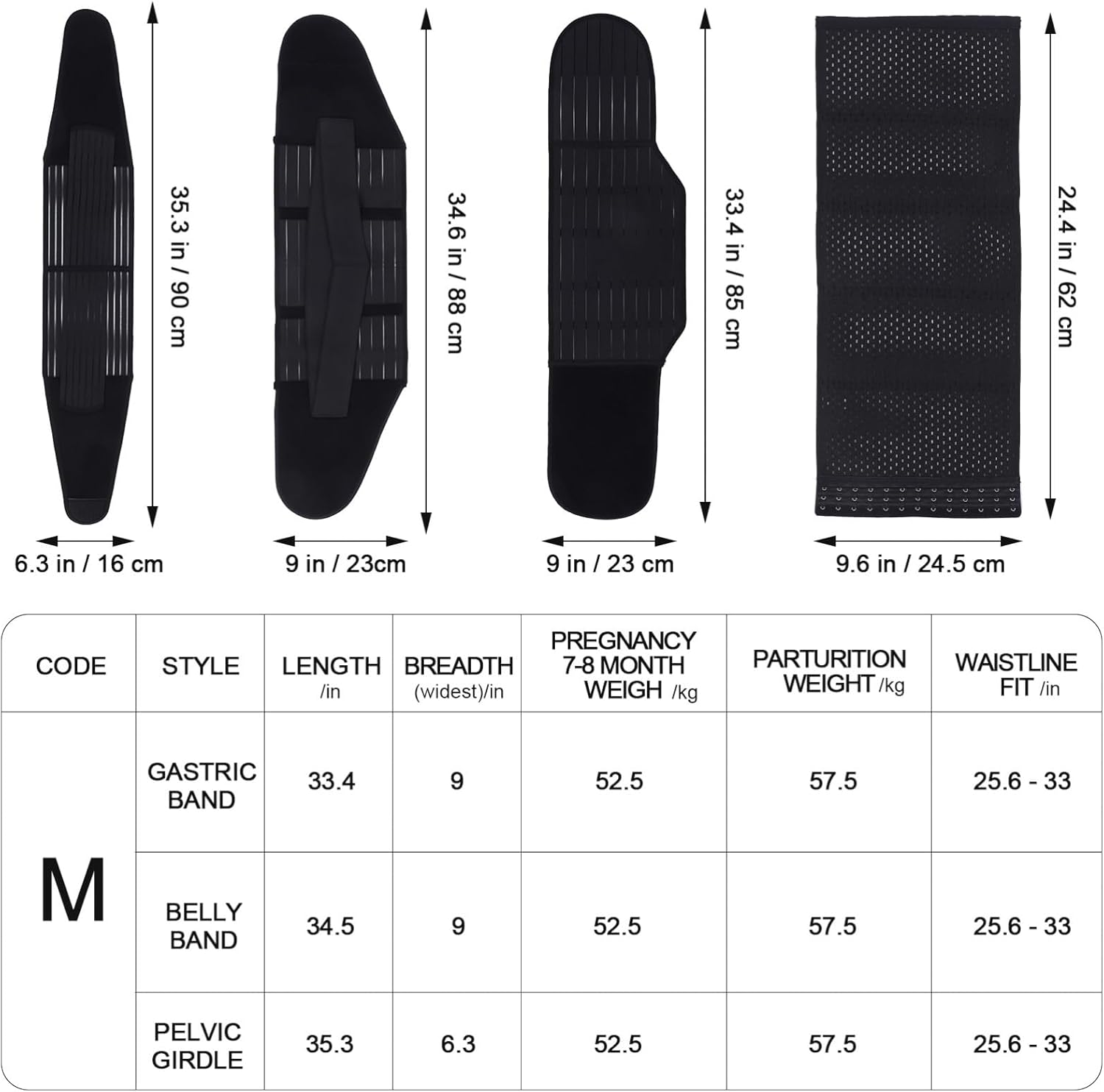 Postpartum Belly Band Waist Trimmer for Women Abdominal Binder Support Postpartum Recovery Belt for Moms Black