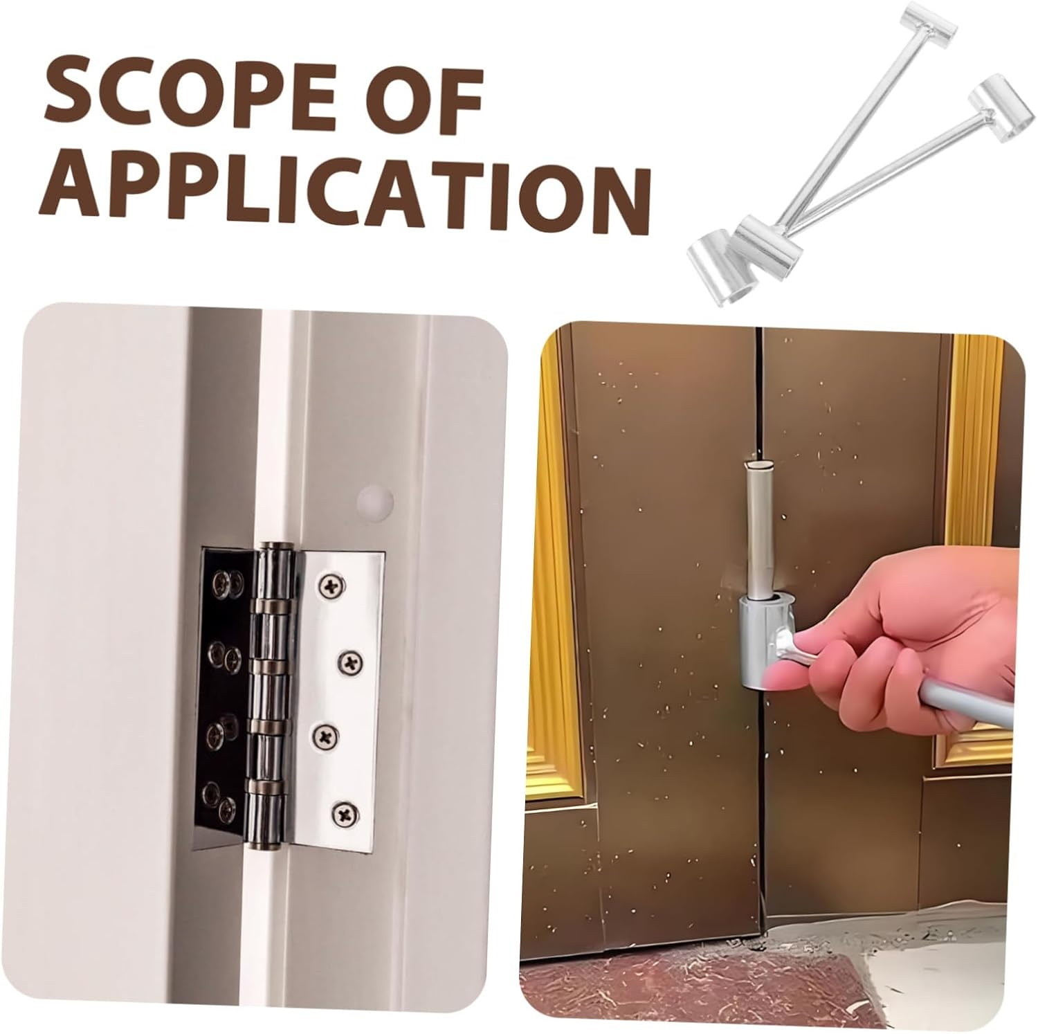 DECORNIJIA 2Pcs Hinge Wrench Door Hinge Adjustment Tool Gap Adjusting Spanner for Repair Home Professional image number 5