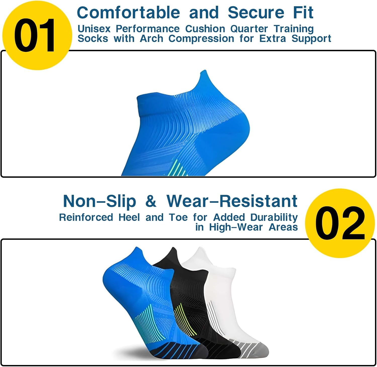 ONBPIY Mens Running Socks 3 Pairs Low Cut No Show Athletic Socks anti Blister Moisture Wicking for Small Medium Feet AU Size S M image number 1