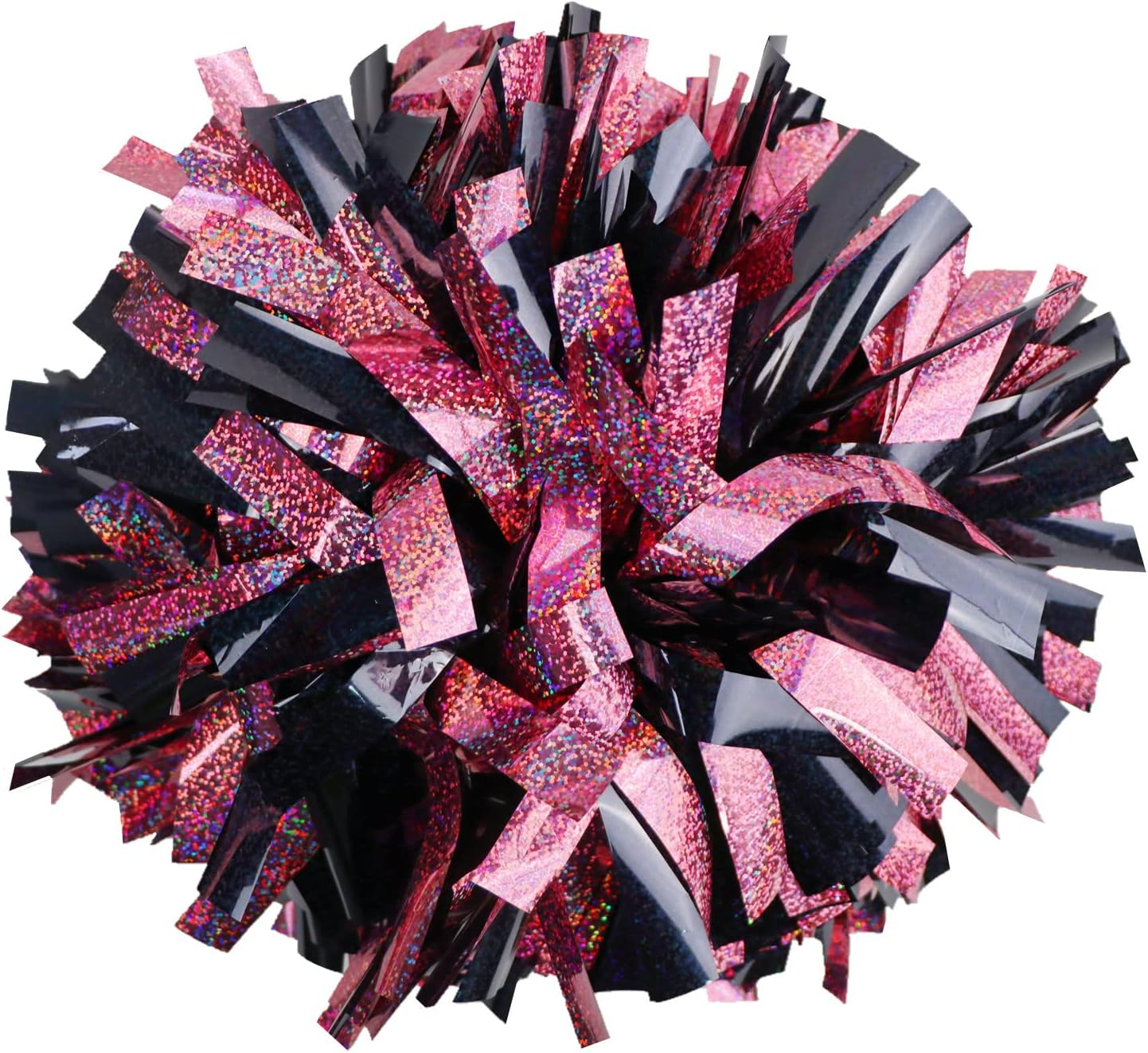 Gbateri 2 Pack 6 Inches Metallic Holographic Cheerleading Pom Poms with Baton Handle, Cheerleader Poms Cheer Pom Pom, Cheering Pom Poms for Team Spirit Sports Dance Party Kids Adults