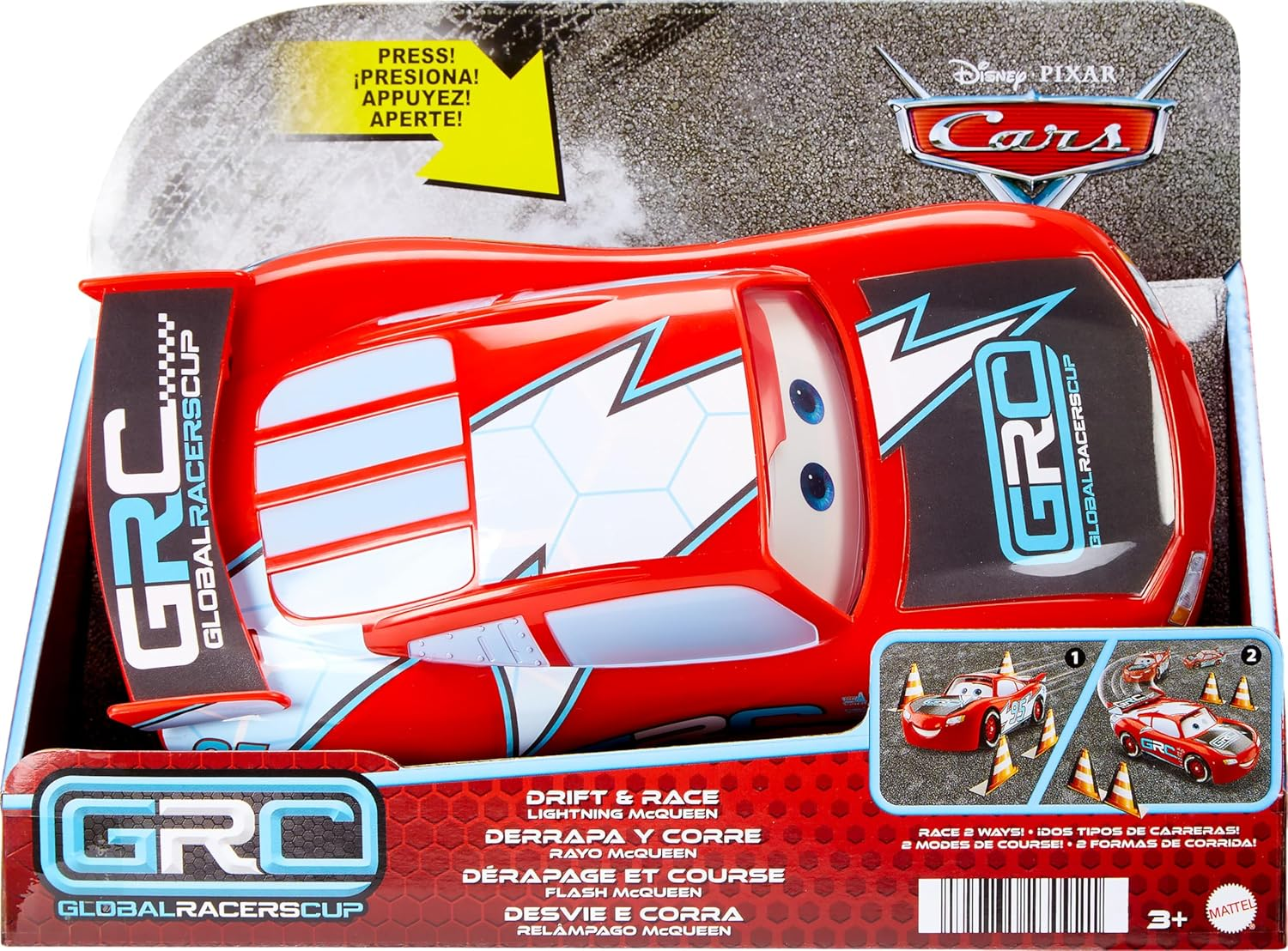 Mattel Disney Pixar Cars Lightning Mcqueen Toy Vehicle & Accessories, Global Racers Cup Drift & Race Car with 2 Modes of Play image number 3