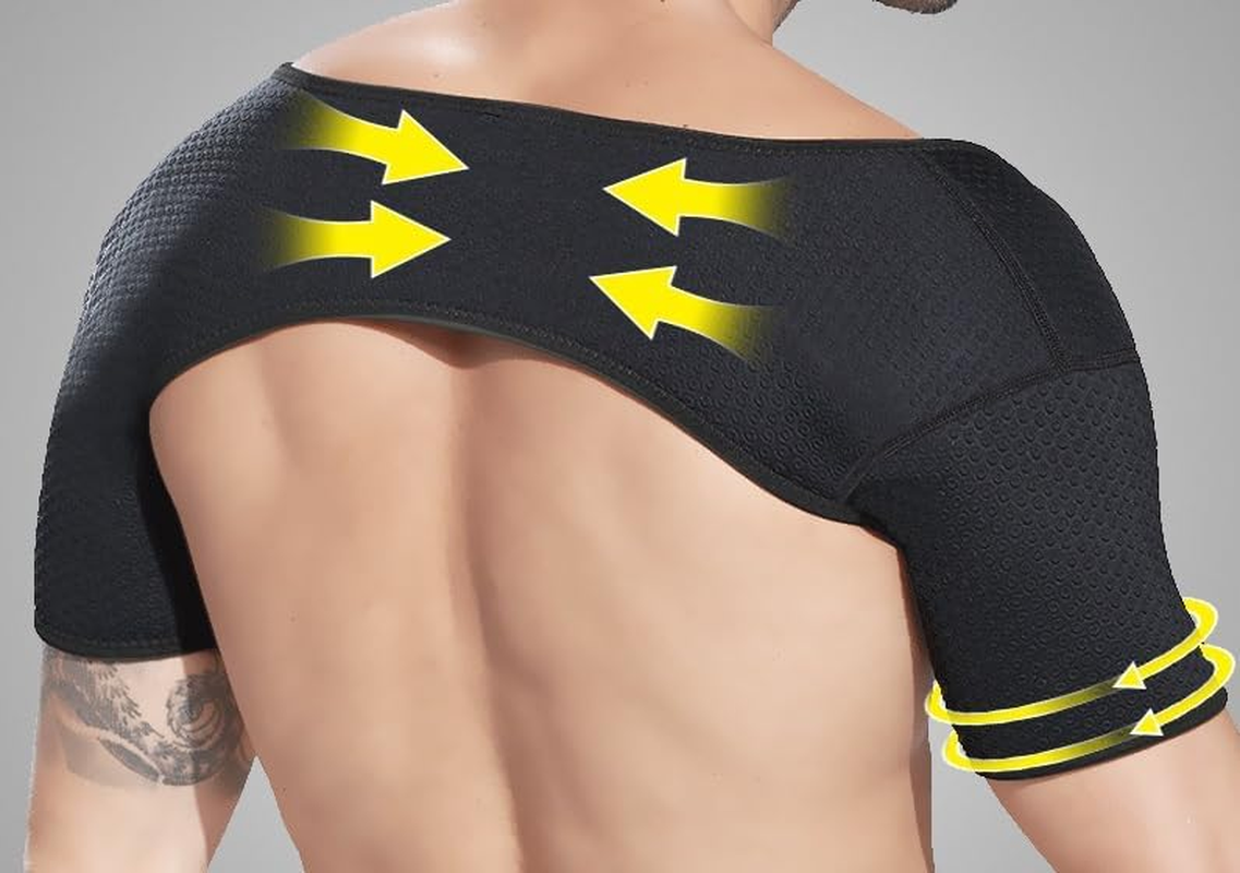 Double Shoulder Support Sleeping Warm Brace Stability Compression Sleeve Wrap Soft Recovery Guard for Rotator Cuff Shoulder Chronic Inflammation Pain Relief (XL) image number 1