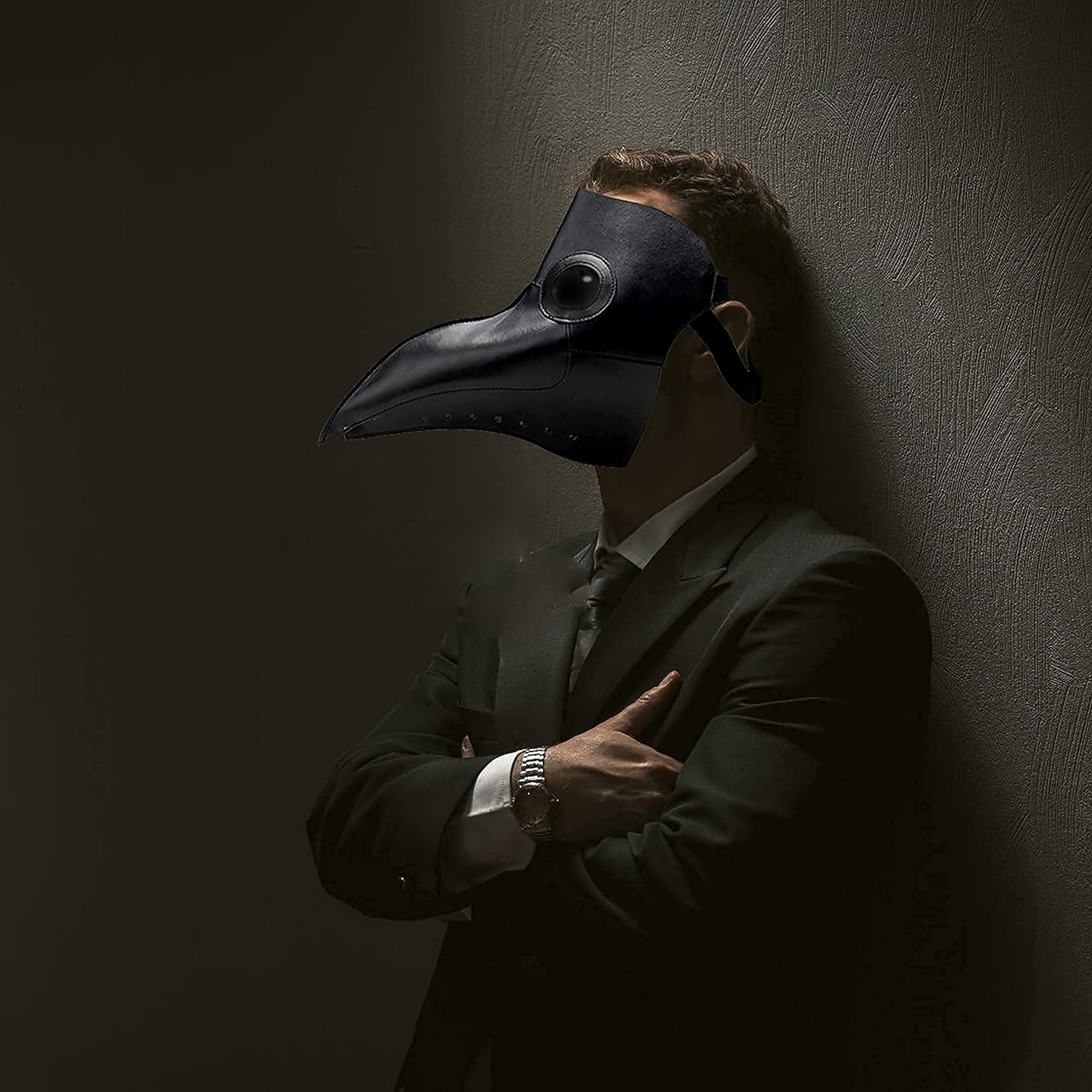 Plague Doctor Mask Set Bird Leather Masks and Hooded Cloak Combo Long Nose Beak Cosplay Halloween Costume Props image number 2