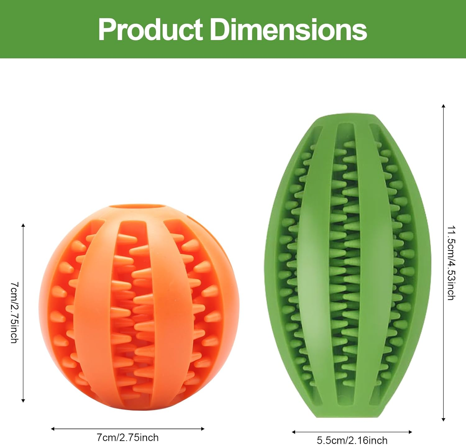 Dog Toy Balls for Large Dogs, 2 Pack 7Cm/2.75" Dog Chew Toys for Slow Feeding Teeth Cleaning, Interactive Pet Ball Toy for Training Fetch Game Relieve Boredom Durable Outdoor Indoor image number 1