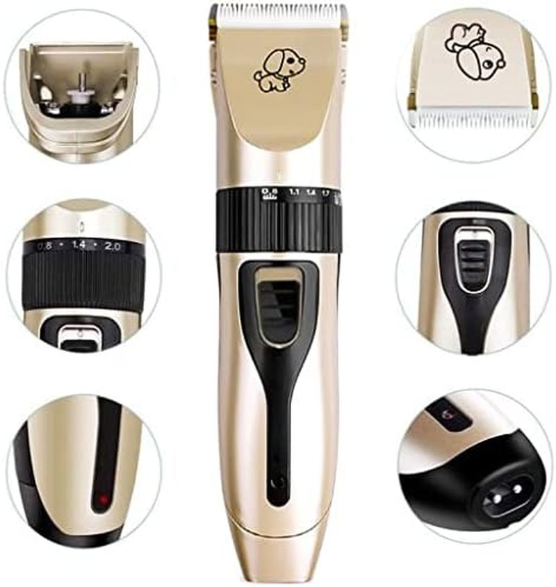 Retoo Dog Clipper for Dogs and Cats with 4 Attachments Cordless Comb, Scissors, File, Pet Hair Trimmer, Dog Trimmer, Rechargeable Pet Hair Trimmer, Dog Grooming Clippers, Gold image number 5