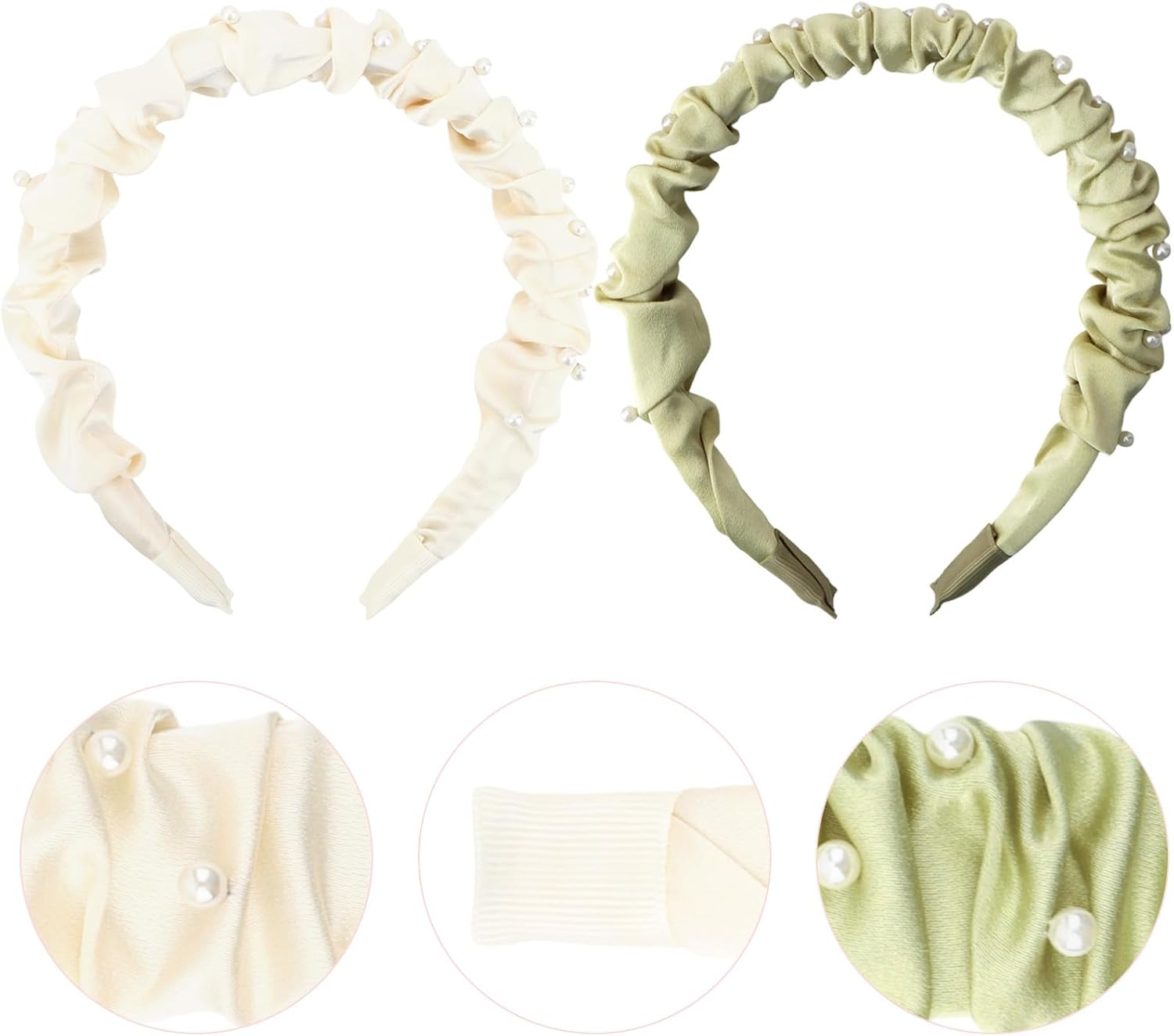 EXIPSAT Set of 2 Women'S Headbands, Elegant Pearl Headband, Perfect for Wedding & Everyday Life, Women Headband Hair Accessories image number 4