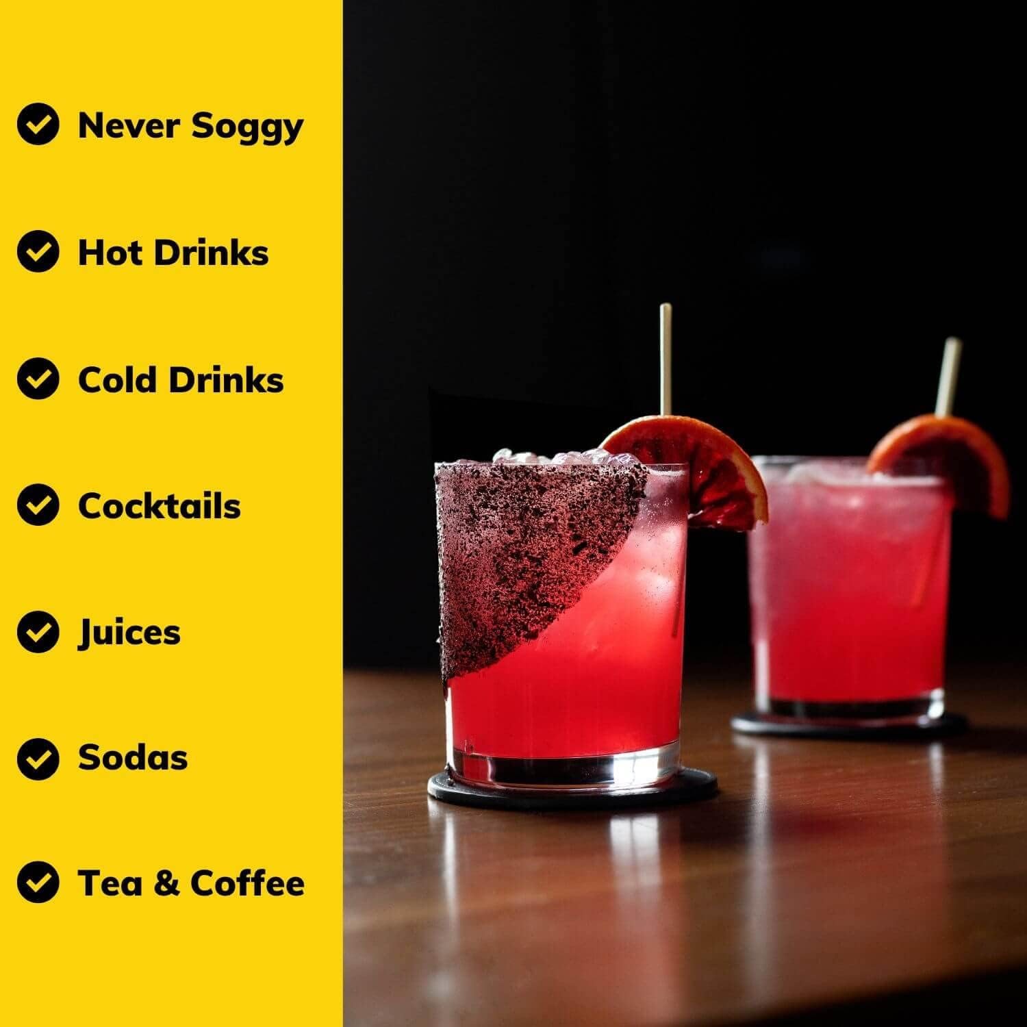 HAY! Straws Cocktail Straw | 100Ct | 5" | 100% Biodegradable, 100% Plant-Based, Never Soggy, Gluten-Free | Sustainable Alternative to Plastic & Bioplastic Straws image number 1