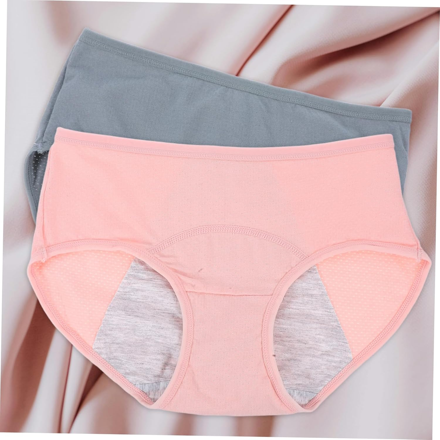 Leak Cotton Midwaist Panties for Women Comfortable Menstrual Protective Briefs Breathable Heavy Flow Underwear Suitable for Sensitive Skin Grey image number 1