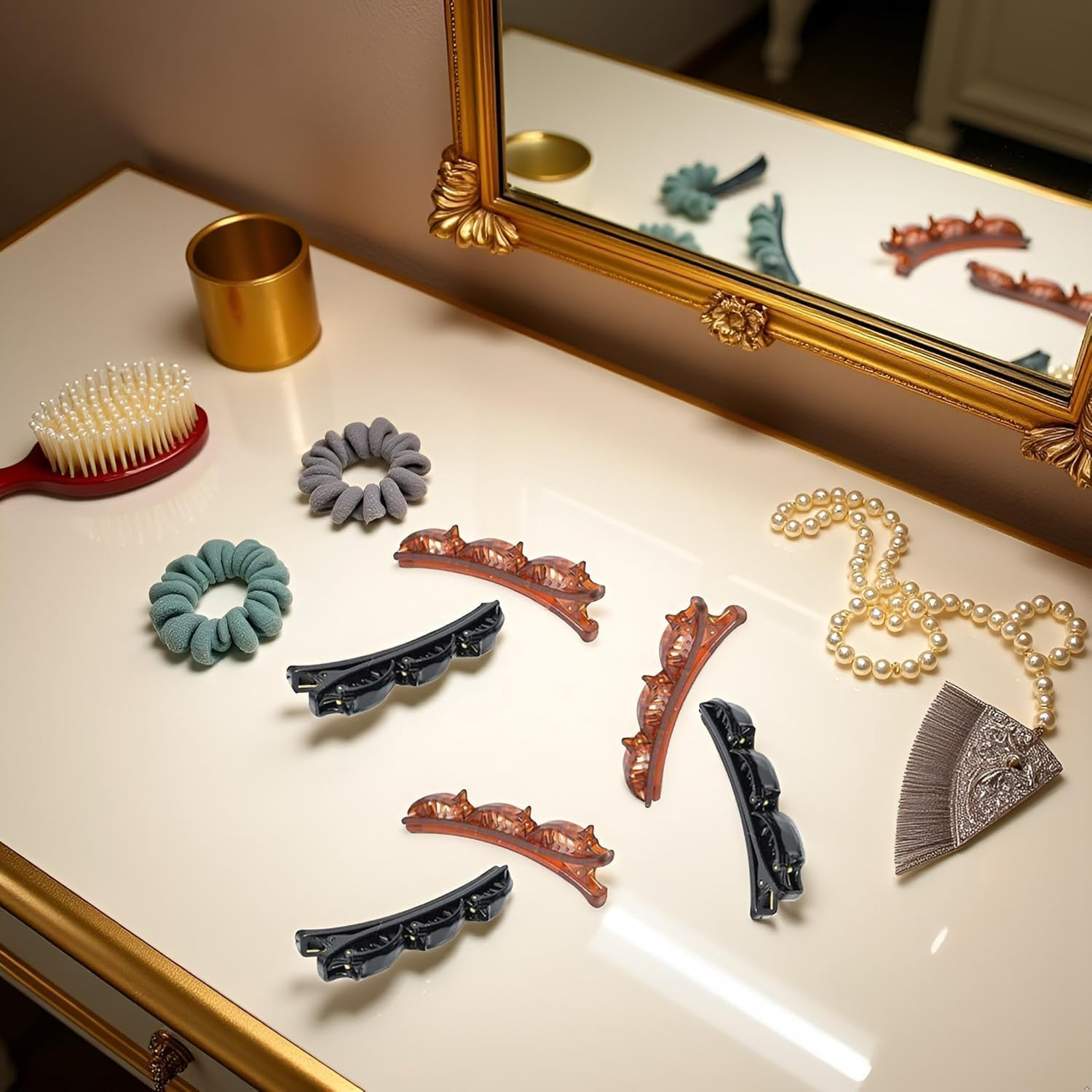 6 Pieces Black and Brown Double Layer Bands French Braiding Hair Fashion Double Layer Ribbon Twist Braid Clip Front Hairpin Headband Beauty Tool Hairpin Headband image number 6