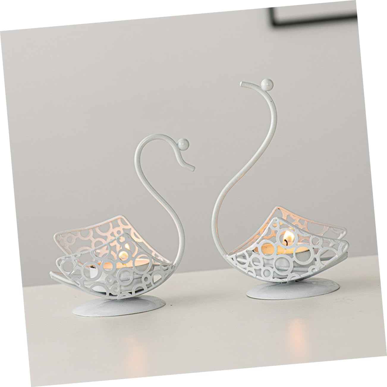 Yardenfun 2Pcs Elegant Swan Shape Candle Holders Sturdy Iron Decorative Candlestick Holders for Home Decor image number 4