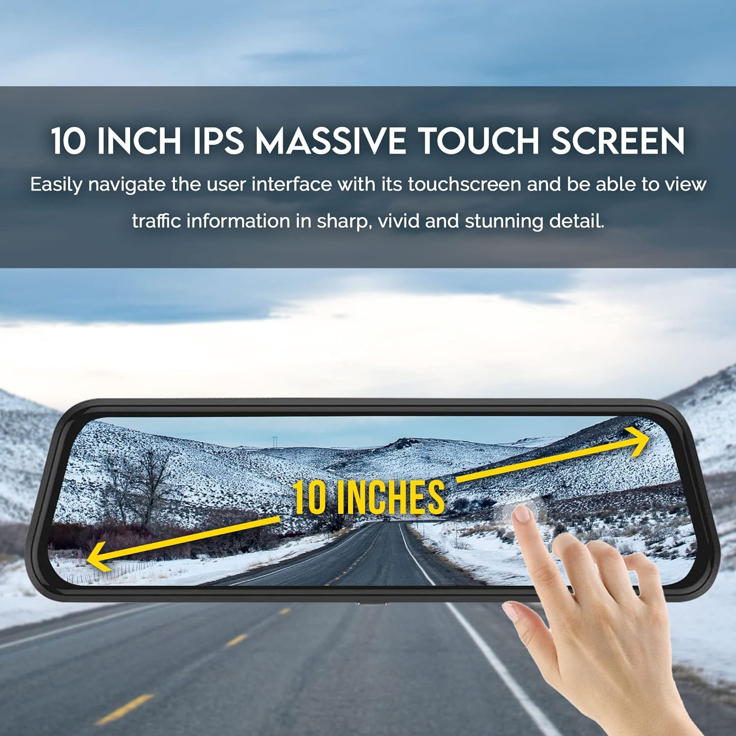 Christmas Birthday Gift Idea Mirror Dash Cam Dual Front and Rear Camera Elinz 10" 1080P for Car, Men Women, Him Her, Rearview Mirror Monitor Reverse Reversing Cam 720P Full Touch Screen, 1 Yr Warranty image number 2