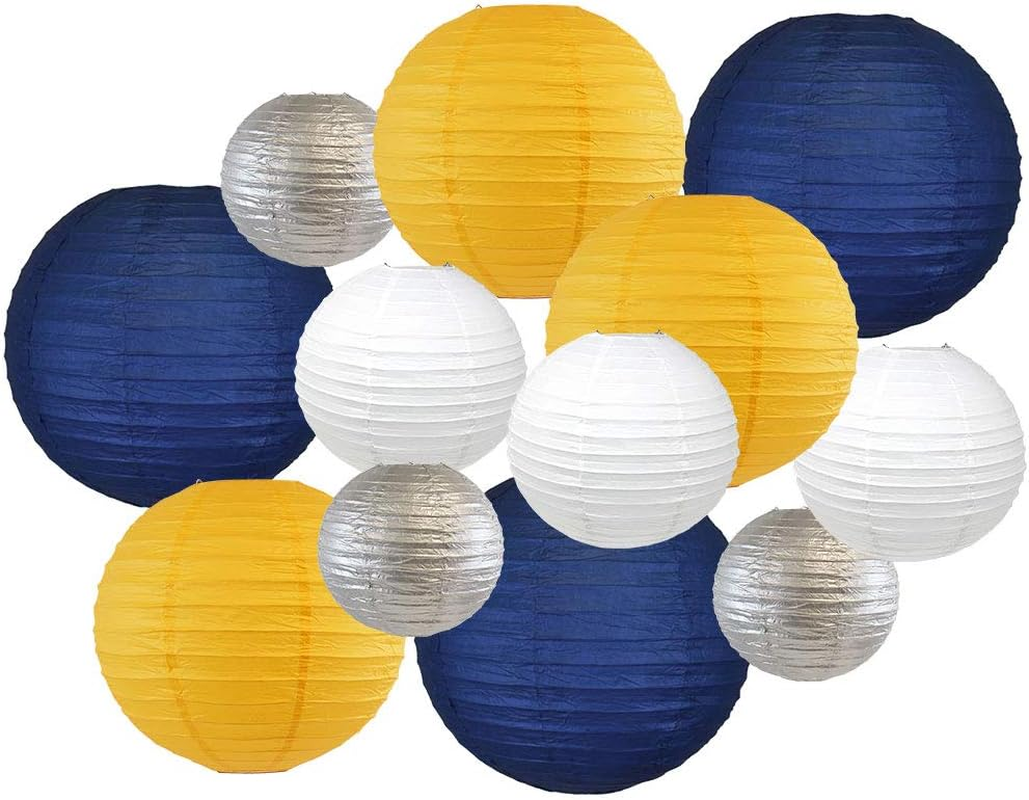 Just Artifacts Decorative Fall round Chinese Paper Lanterns 12Pcs Assorted Sizes & Colors (Color: Happy Harvest)