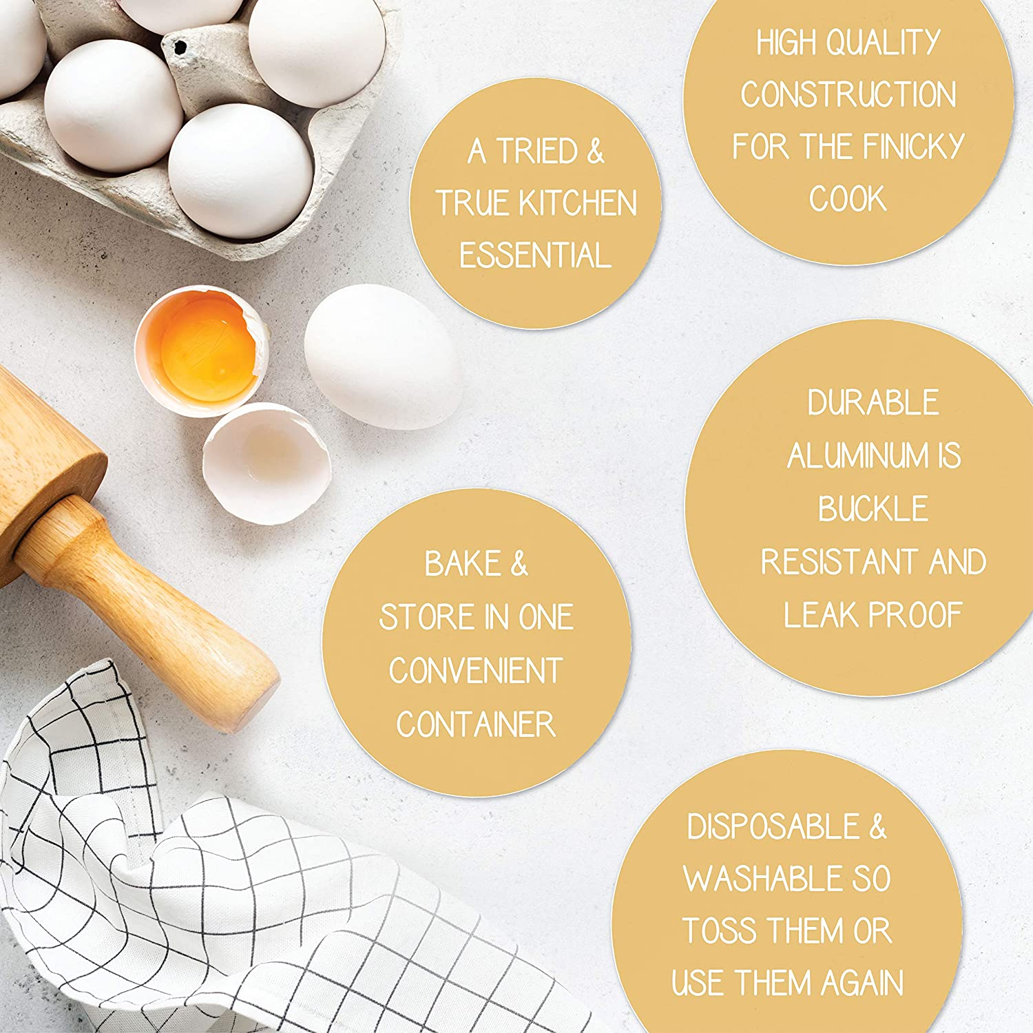 Plasticpro Disposable 8'' X 8'' X 2'' Inch Square Aluminum Tin Foil Baking Pans Bakeware - Cookware Perfect for Baking Cakes, Breads, Brownies, Bread, Meatloaf, Lasagna, Pack of 10 image number 3