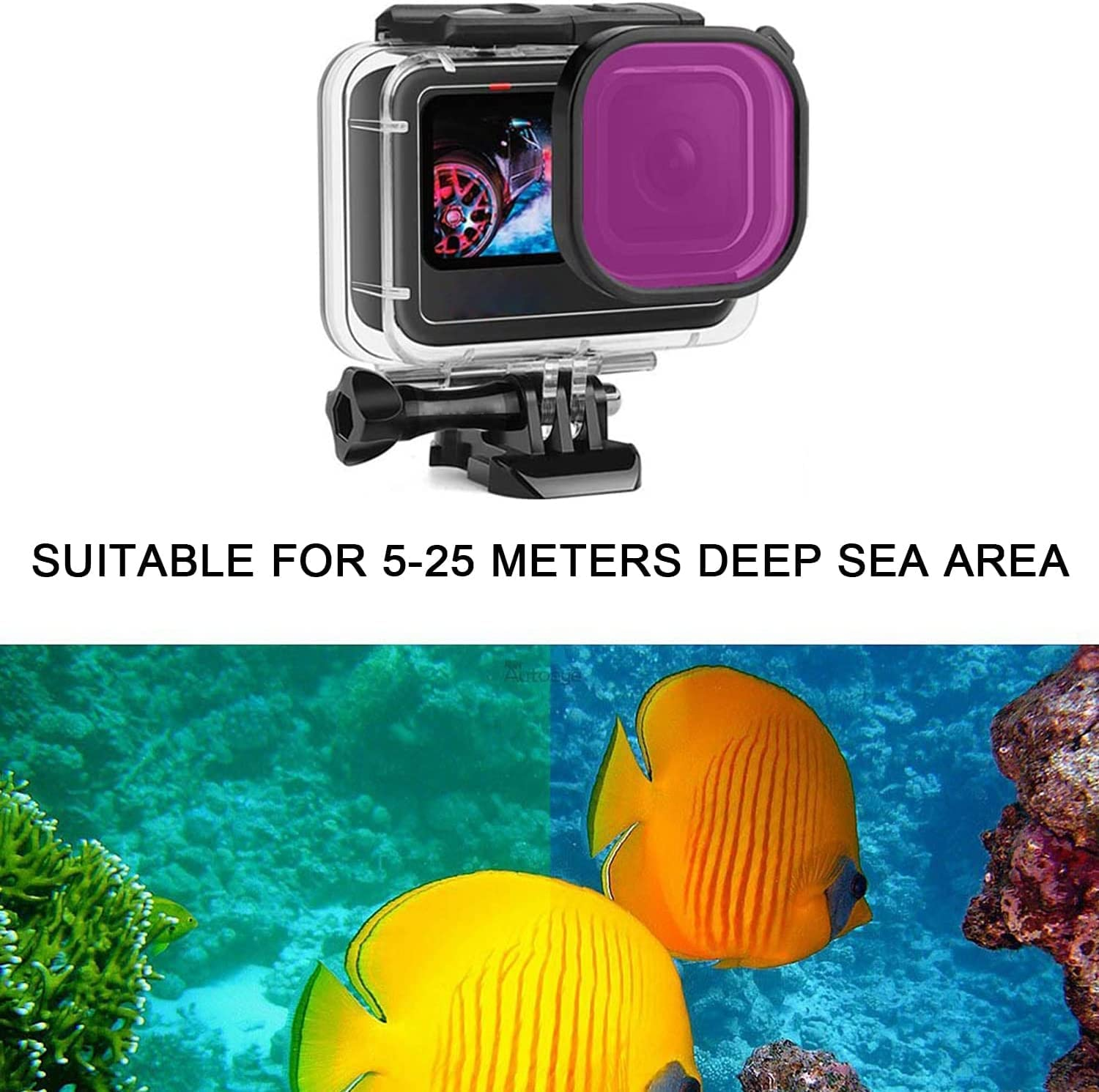 Fitstill 70M/230FT Underwater Waterproof Case with Dive Filters Compatible for Go Pro Hero 13/12/11/10/9 Black,Underwater Protective Housing Dive Kit,Professional Action Camera Dive Accessory Kit