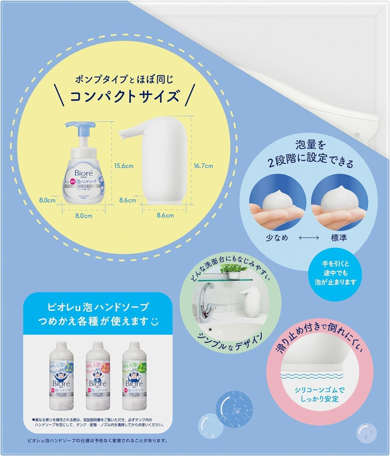 Bioreu Automatic Foam Hand Soap, Main Unit + Refill 15.2 Fl Oz (430 Ml), Hand Soap, Foam, Auto Dispenser, for Kitchen and Washbasin image number 5