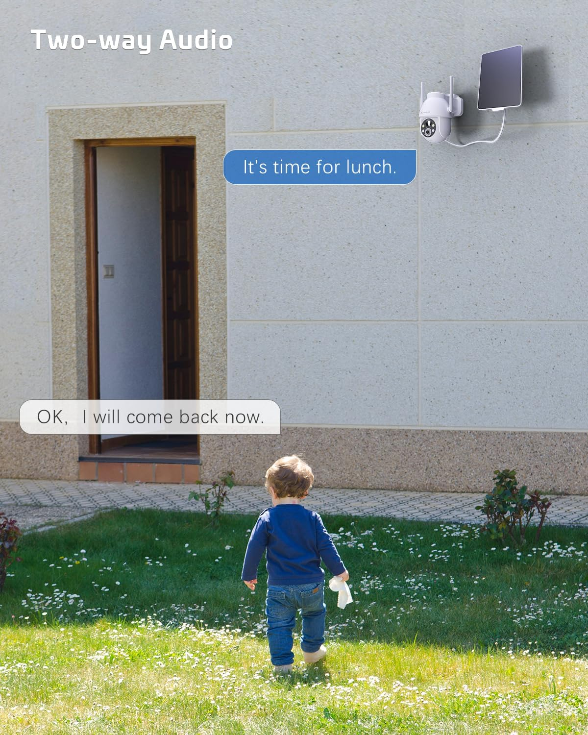 COCOCAM 2PCS Solar Camera Outdoor Wireless, 2K PTZ 2.4Ghz Wi-Fi, Home Security, AI Motion Detection, Color Night Vision, 2-Way Audio, IP66, Cloud image number 3