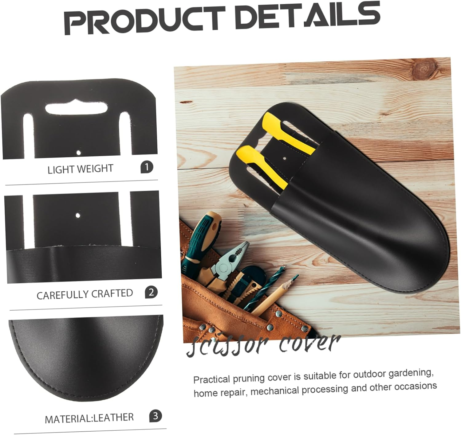 Tofficu Leather Pruning Scissor Cover Durable Protective Case for Gardening Tools Lightweight and Convenient Pliers Holder for Outdoor Use and Home Repair image number 3