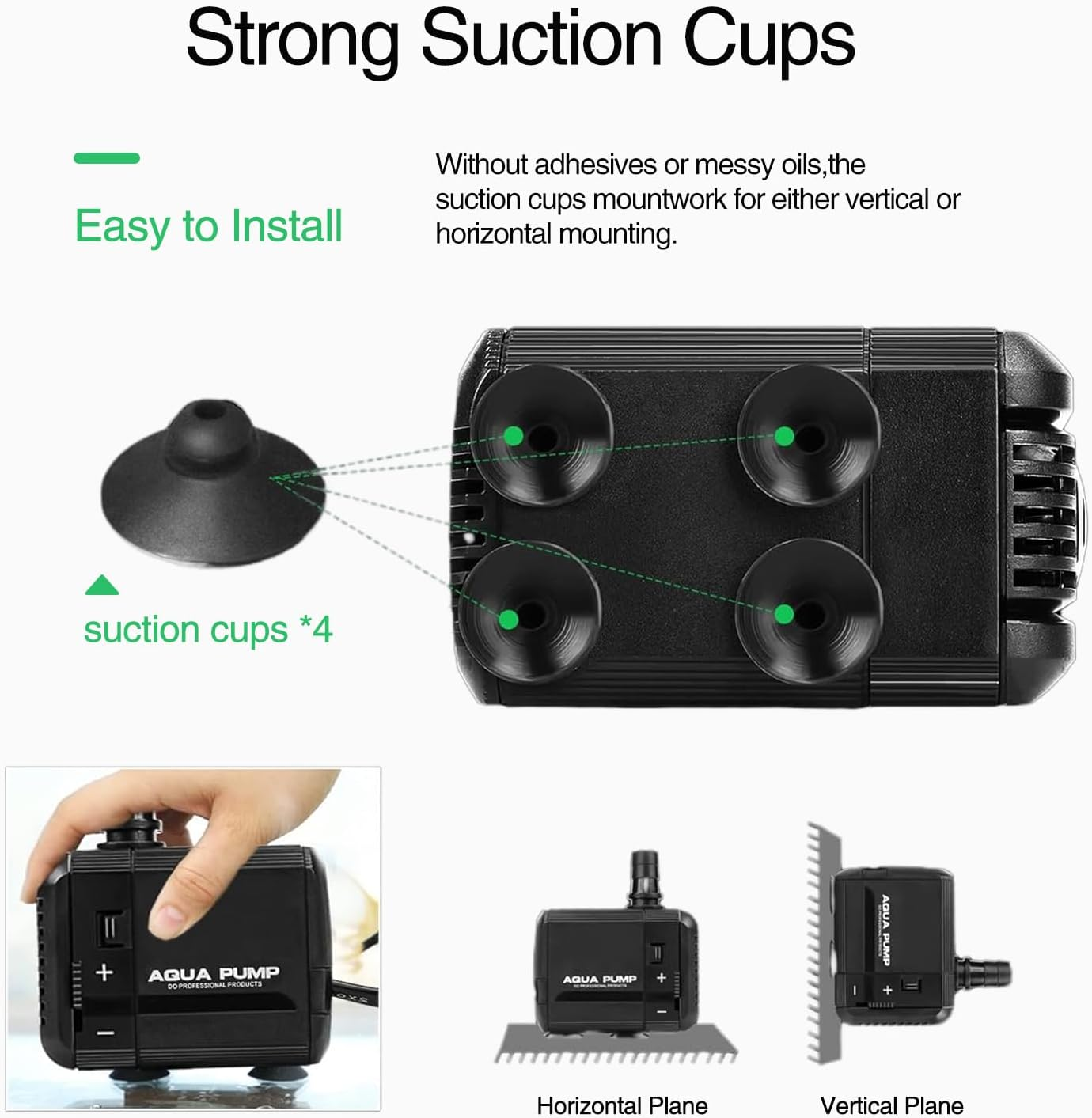 Submersible Pump, 800L/H 8W Ultra Quiet Aquarium Water Pump with 1M High Lift, with 1.4M Power Cord, 1 Nozzle for Fish Tank, Pond, Aquarium, Statuary, Hydroponics Black image number 4