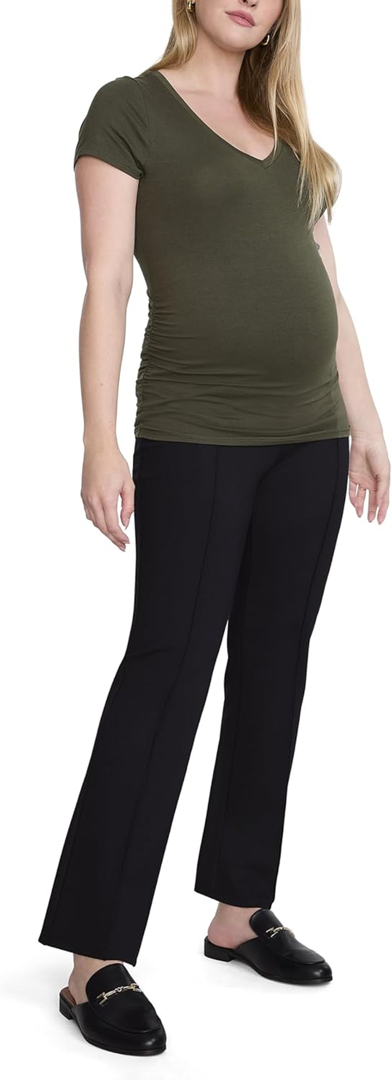 Motherhood Maternity Womens Secret Fit over the Belly Ponte Flare Pregnancy Pant image number 3