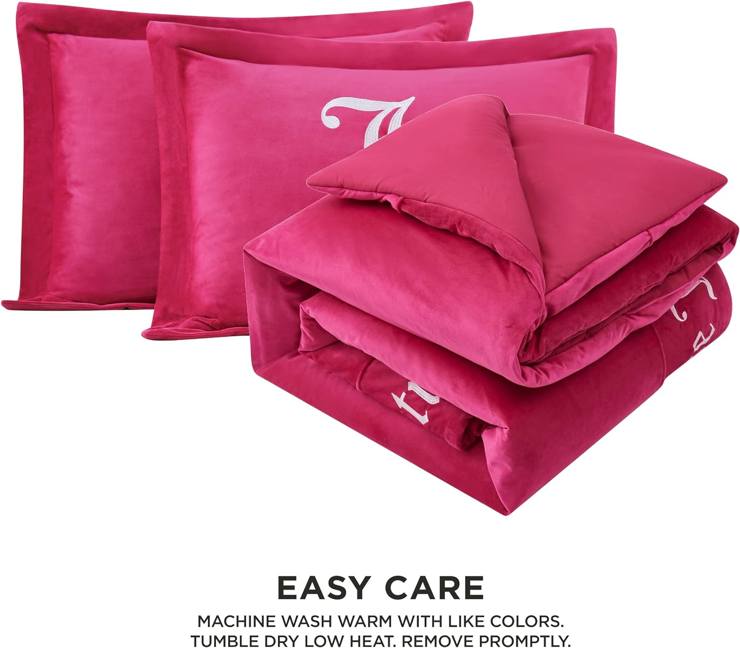 Juicy Couture - Comforter Set - Gothic Design Bedding - Queen - 3 Piece Set Includes (1) 90" X 92" Comforter and (2) 20" X 26" Shams - Wrinkle Resistant - Premium Bedroom Decor - Hot Pink image number 3