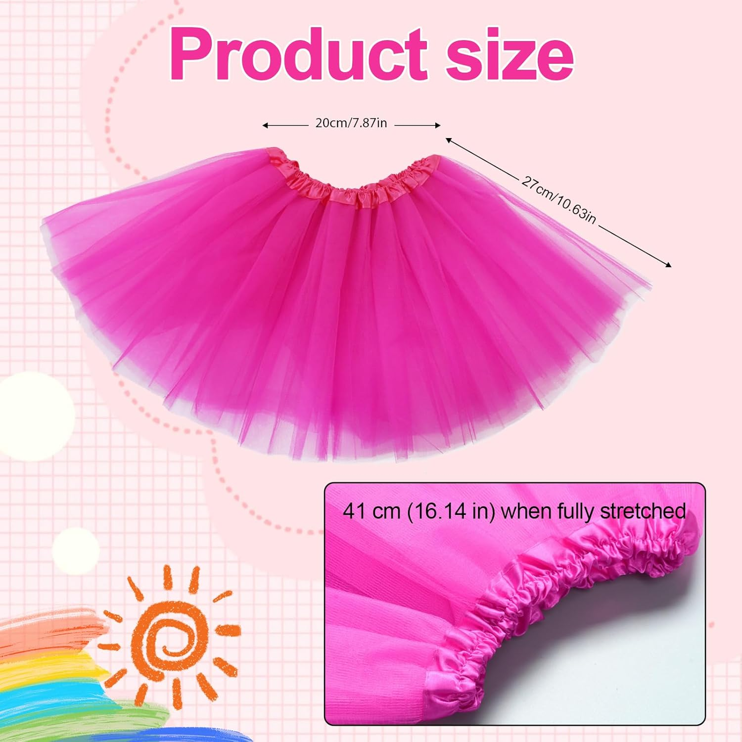 COZY CORE Girls Tutu Skirt 3 Layered Dance Dress Tutu Skirts for 2-8 Years Kids,Ruffle Tiered Ballet Clubwear for Performances,Parties,Playtime - Hot Pink image number 4