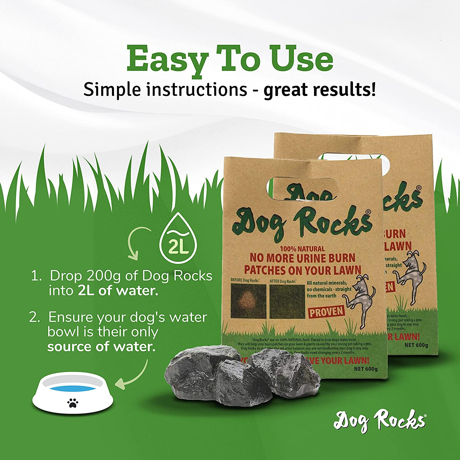 Dog Rocks, Prevents Grass Burn Marks Naturally, 600G, Each Bag Lasts 6 Months, 2 Bags image number 6
