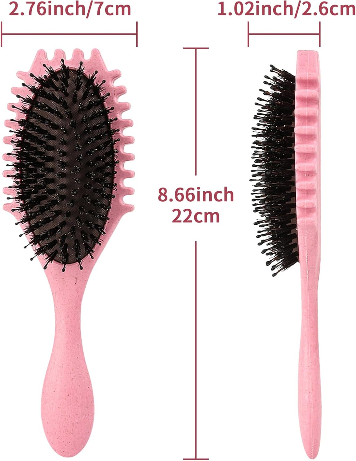 Wesoke Curl Defining Brush & Scalp Massager, Curly Hair Brush for Detangling, Shaping and Defining Curls for Women Men, Long Shampoo Brush with Soft Silicone Bristles for Hair Care Relaxation, Pink