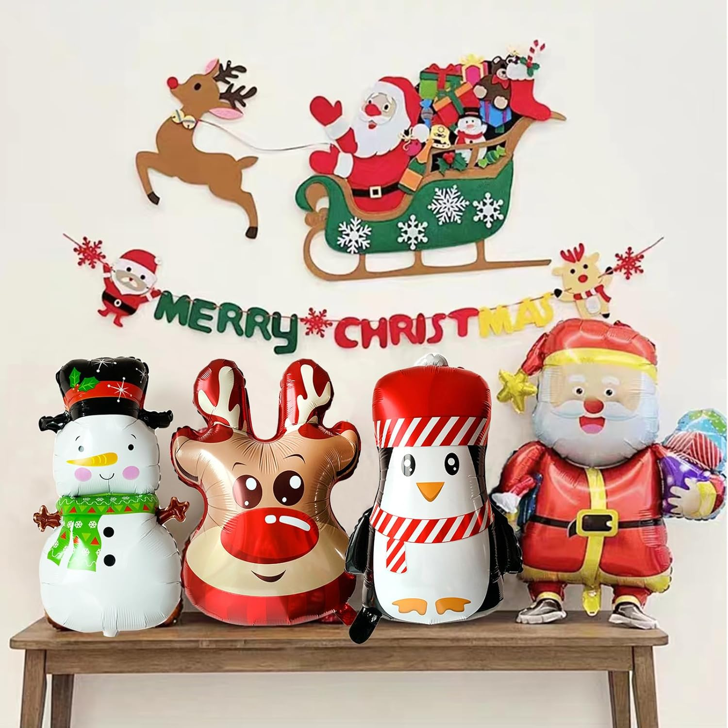 6 Pcs Large Merry Christmas Aluminum Foil Balloons: Santa Claus, Snowman, Elk, Bear - Christmas Decoration, Party Favor image number 3
