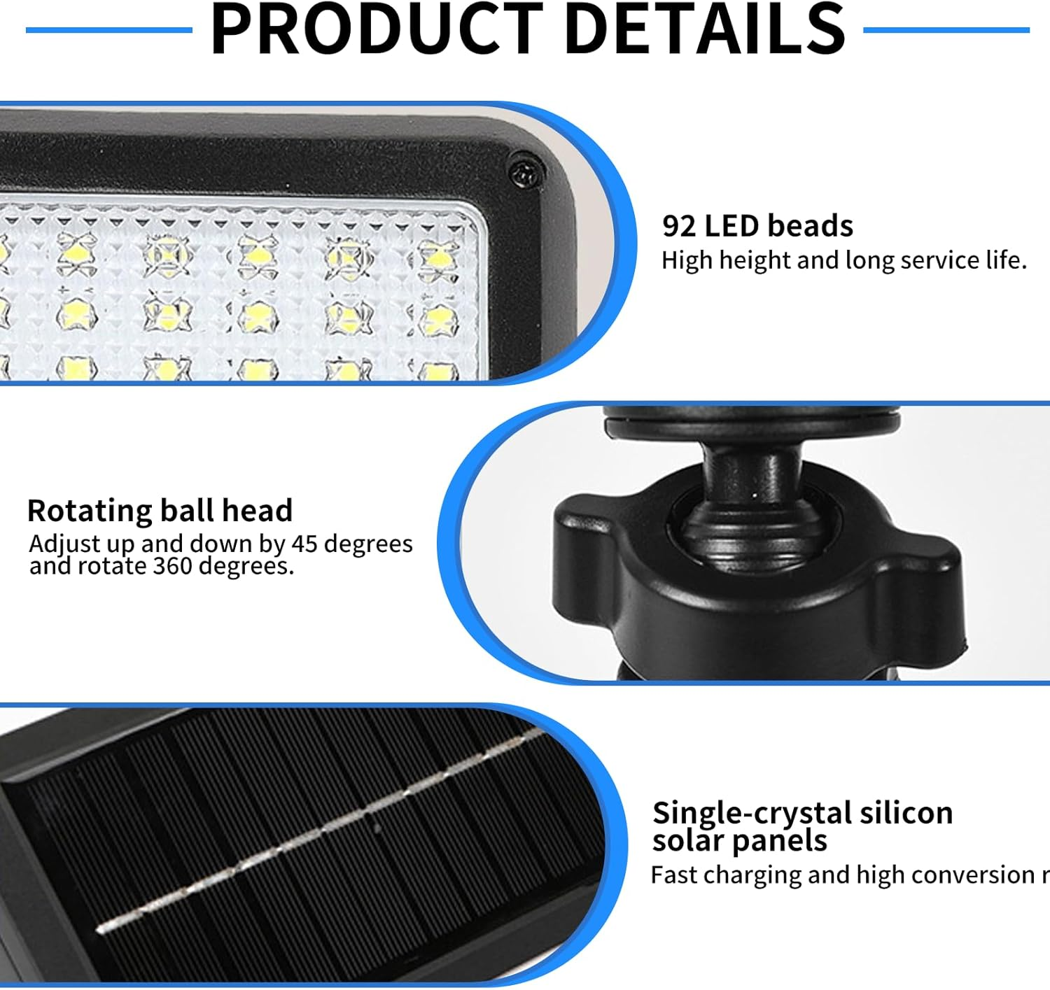 Pack of 2 Solar Lights for Outdoors, Clip-On Solar Light with Motion Sensor, LED Solar Lights for Outdoor Use, IP65 Waterproof, USB Rechargeable Solar Lights, Fence Light, Solar Street Lights For image number 1