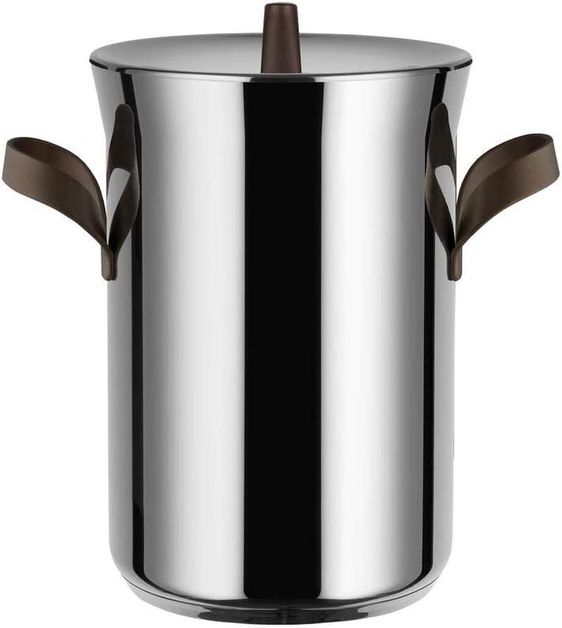 Alessi Edo PU309, Asparagus Steamer with Basket and Lid in 18/10 Stainless Steel. Handles in 18/10 Stainless Steel with PVD Coating, Brown. Magnetic Steel Bottom Suitable for Induction Cooking.