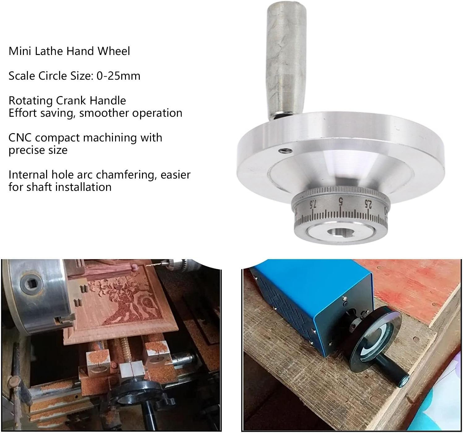 GRCFUMO Lathe Handwheel, 80Mm Aluminum Alloy Hand Wheel with Crank Handle, round Hand Wheel for 7X12 7X14 0618 CJ18A Mini Lathes