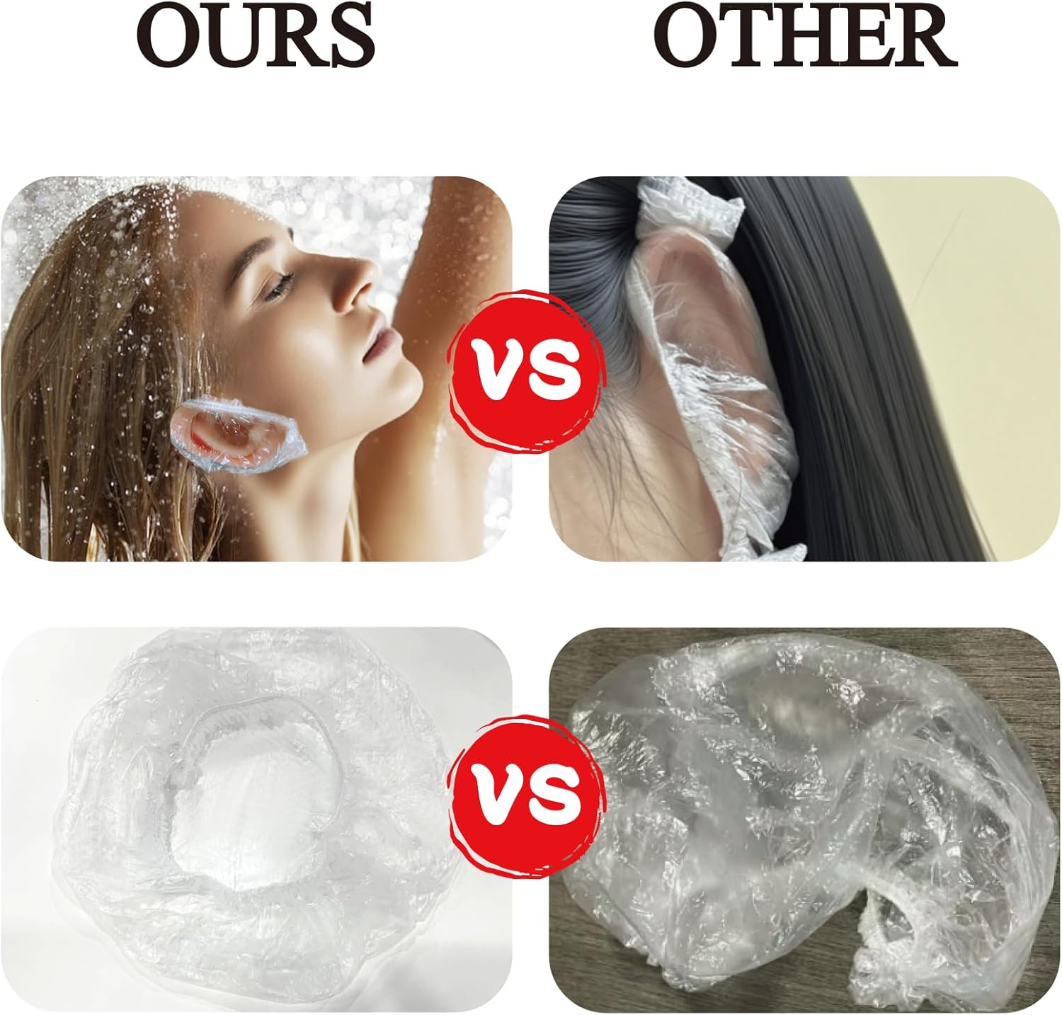 300 Pcs Disposable Shower Caps Ear Caps Set - Waterproof Shower Caps Ear Caps for Women, Shower, Bath, Salon, Travel & Spa - Thickened Material, Elastic Fit image number 4