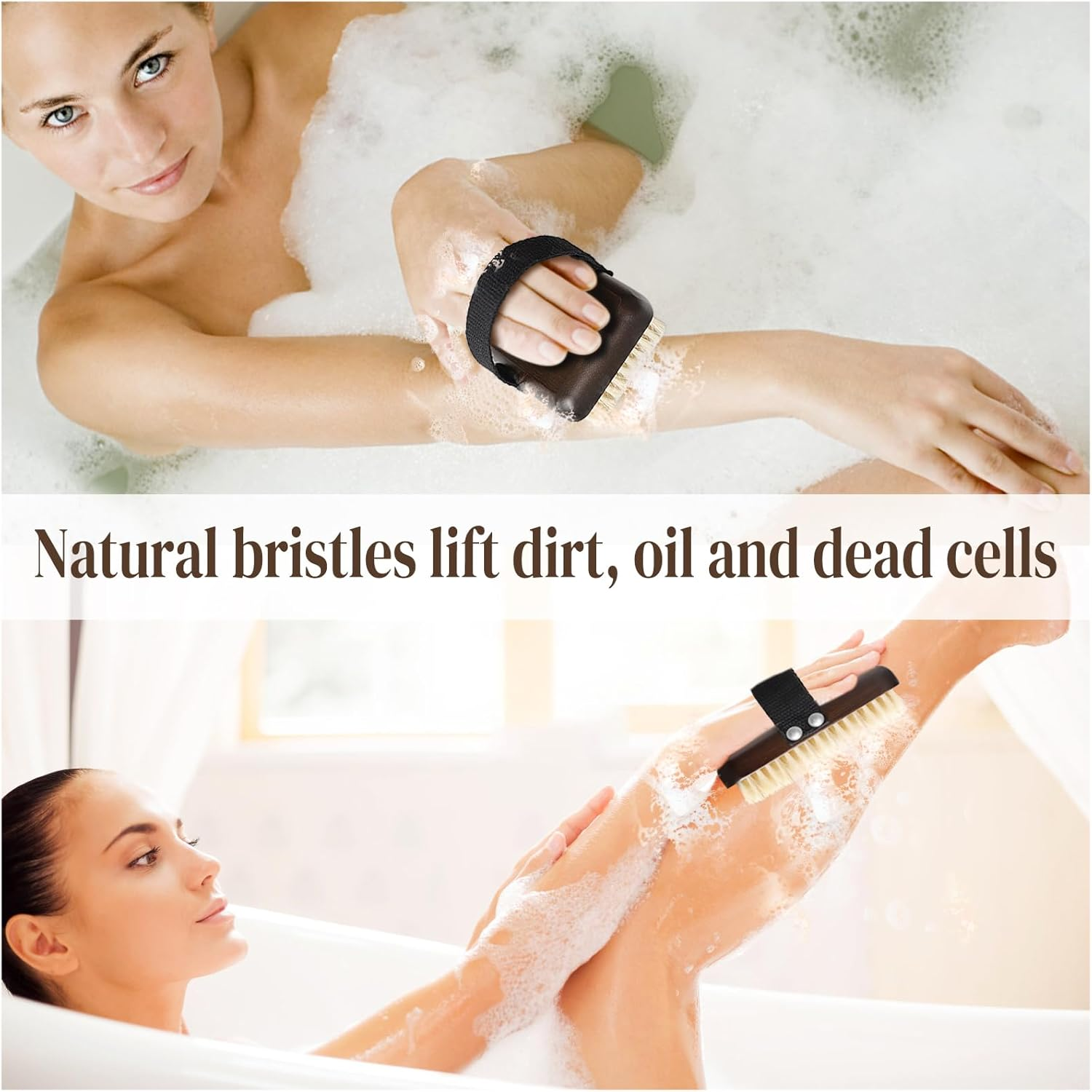 Dry Brushing Body Brush, Azymi Shower Brush for Body Natural Thick Bristles Exfoliates Dead Skin, Detoxifies, Improves Blood Circulation- Spa-Grade Dual Use Dry& Wet Brush 1-Pack image number 5