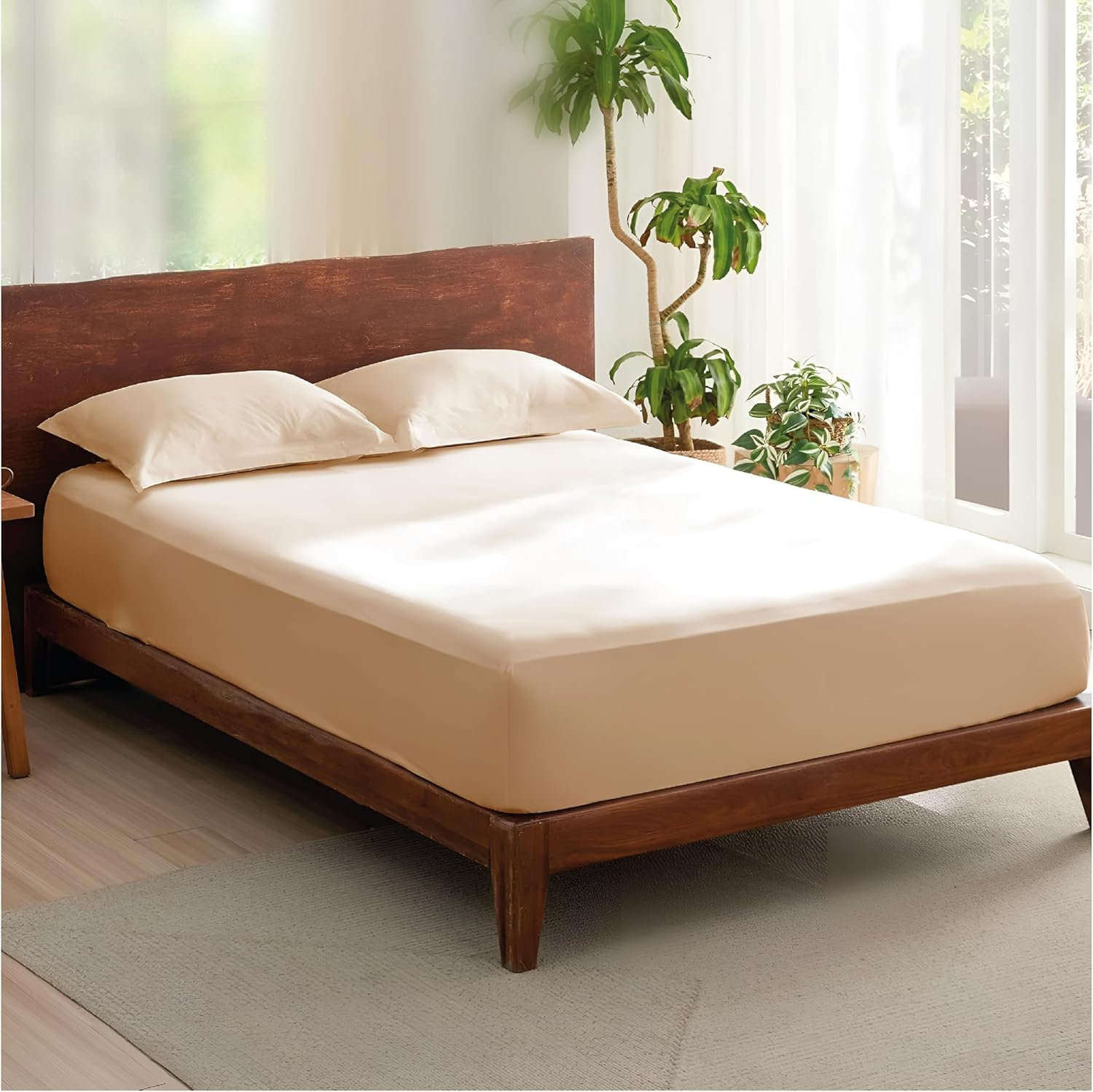 Rehan & Co 100% Egyptian Cotton Fitted Sheets 300 Thread Count Breathable Hotel Qulaity Bedding 12&rdquo; / 30Cm Deep Fitted Bed Sheet. (White Fitted Sheet, King)