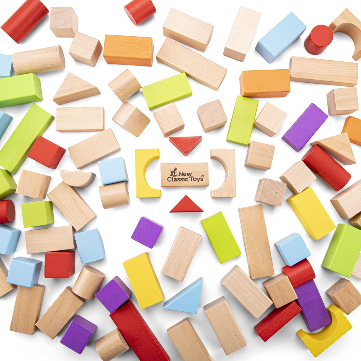 New Classic Toys 100 Wooden Building Blocks in Drum Educational Toys and Color Perception Toy for Preschool Age Toddlers Boys Girls image number 6