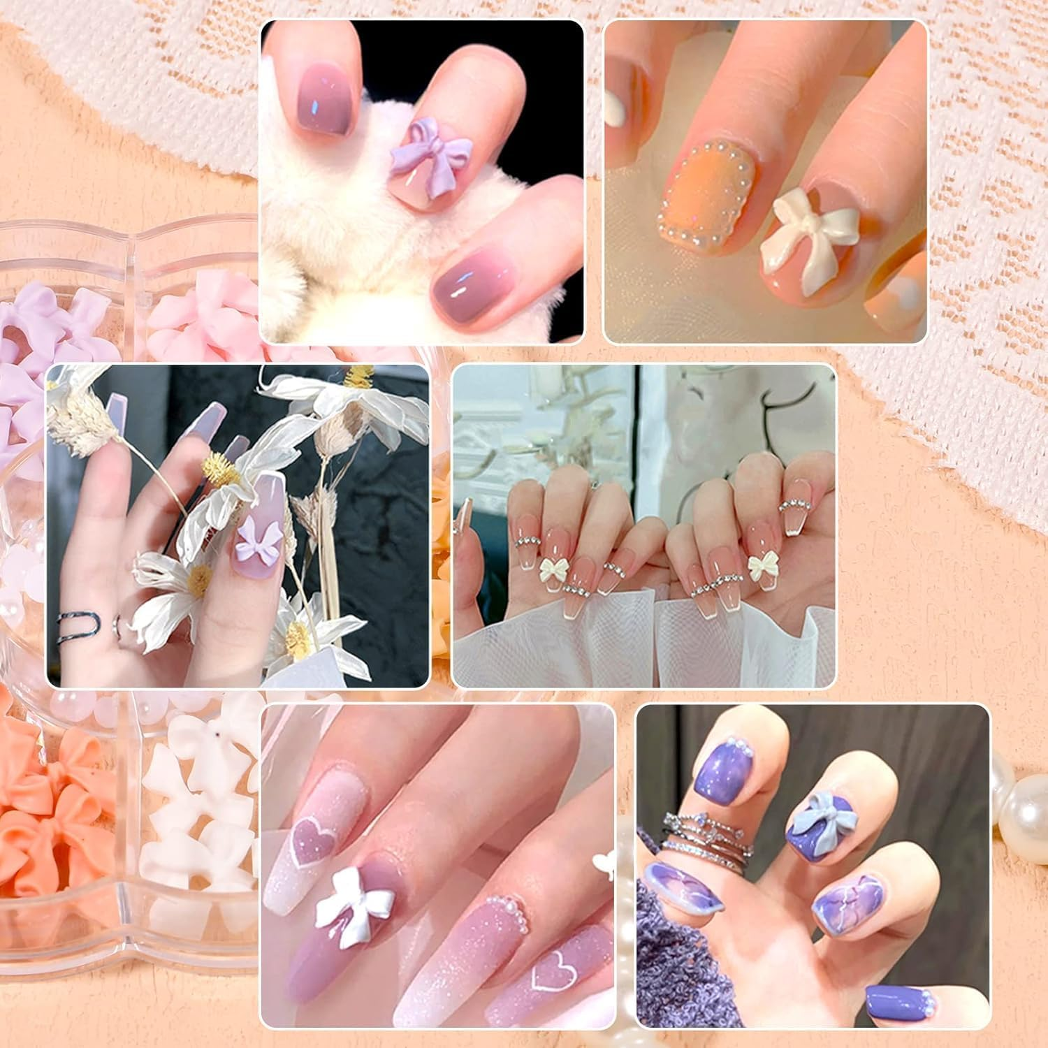 3D Colorful Aurora Bow Nail Art Decoration, Colorful Bow Charms for Nail Art Charms Nail Decorations Set for DIY Jewel Stones Nail Art Manicure Craft Decoration image number 2