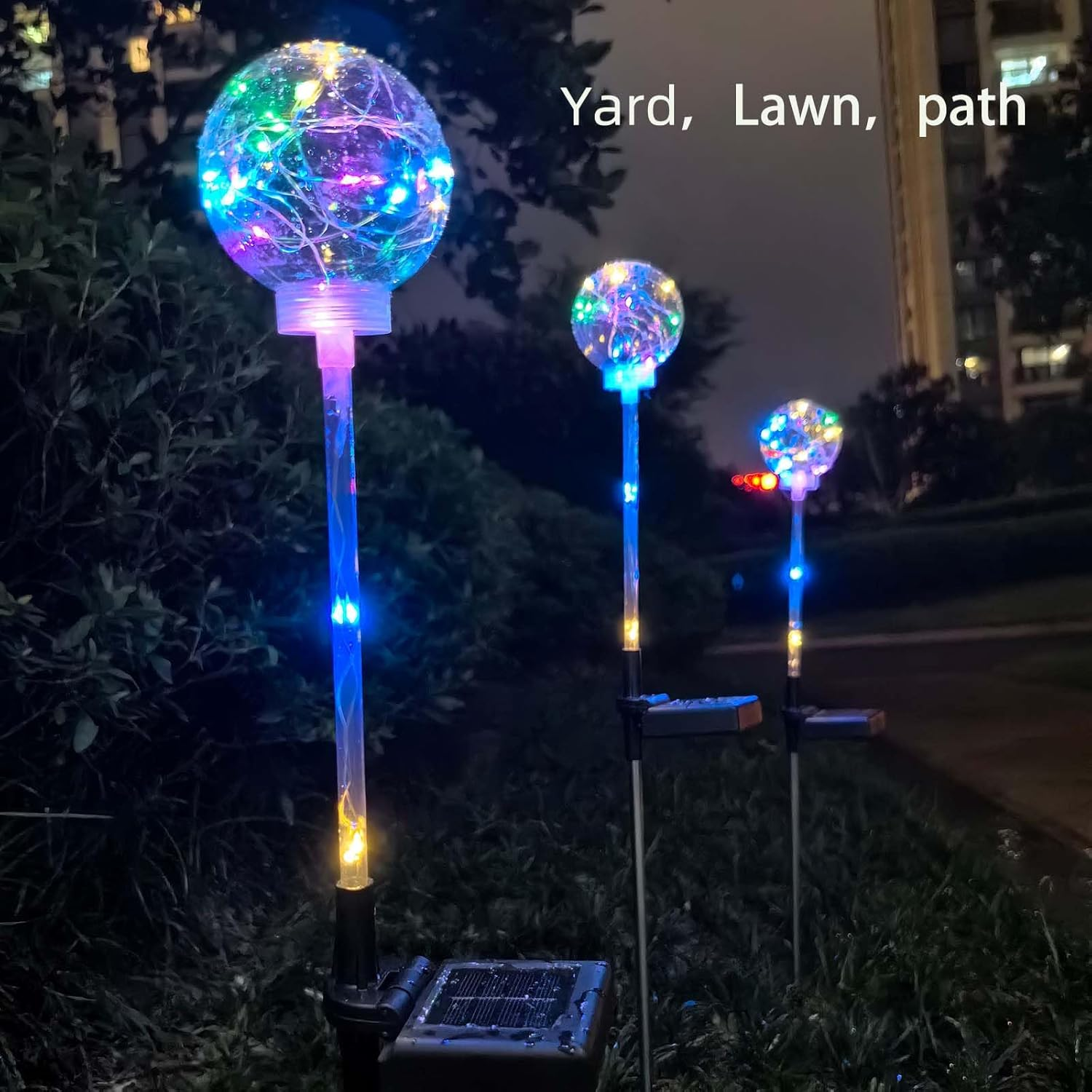Solar Outdoor, Bop Ball Solar Garden Lights, Colorful Lights Outdoor,Garden LED for Path, Patio, Yard, 2 Pack Pathway